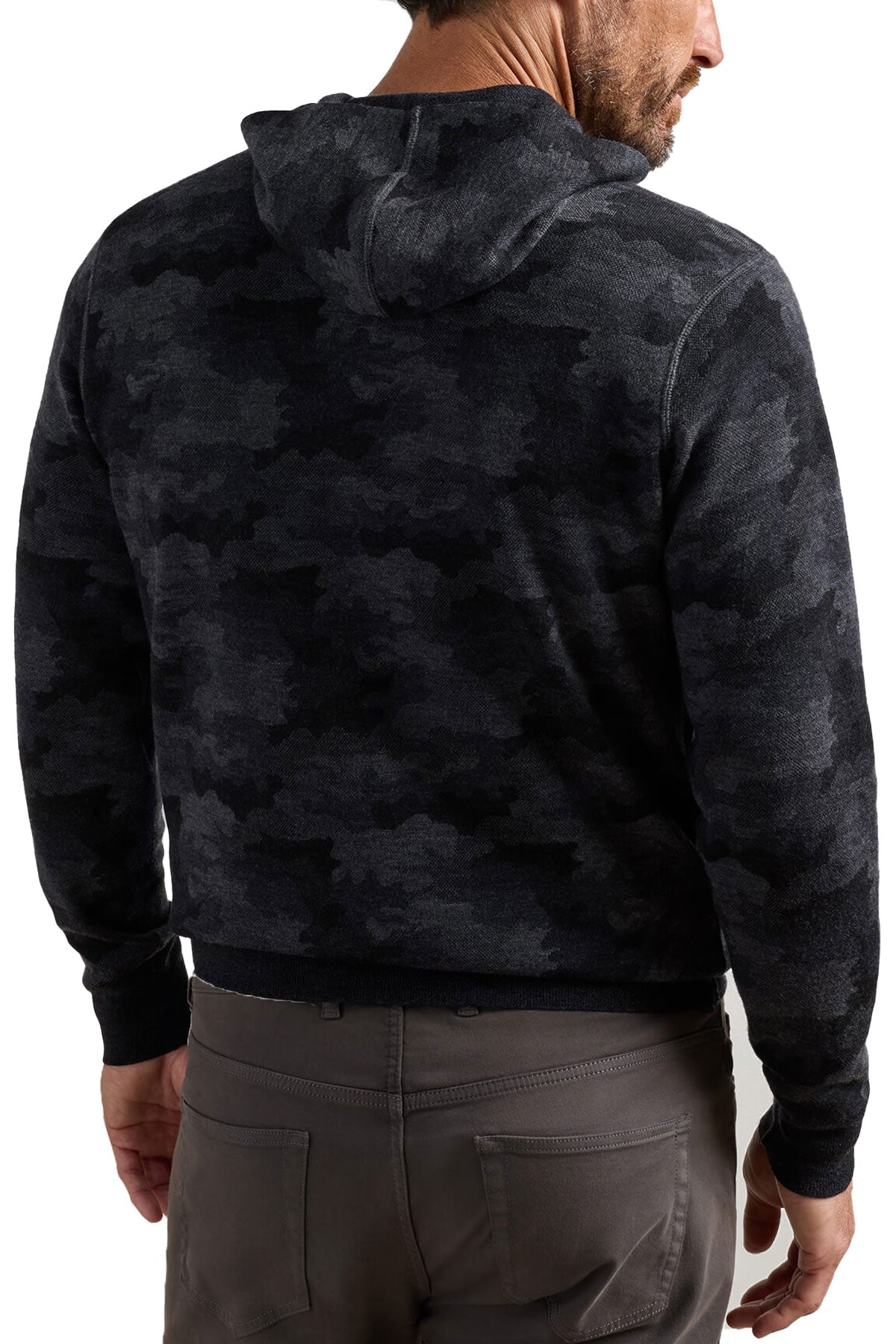 Peter Millar Reversible Camo Popover Custom Hoodies, Black
