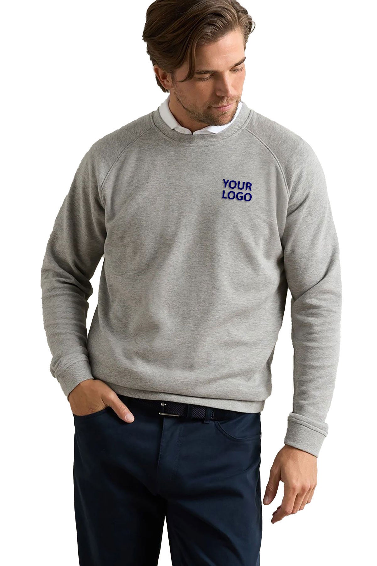 Peter Millar Crown Comfort Custom Knit Crews, Light Grey