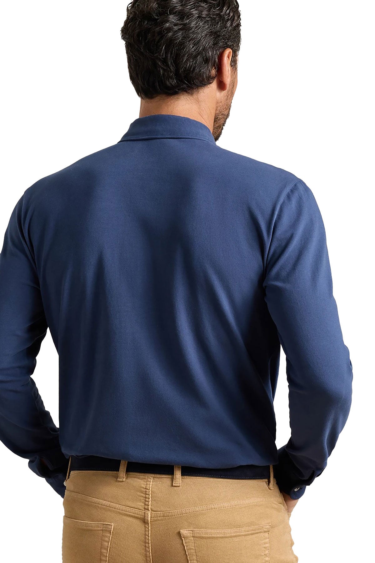 Peter Millar Crown Flex Cotton Long-Sleeve Custom Polos, Navy
