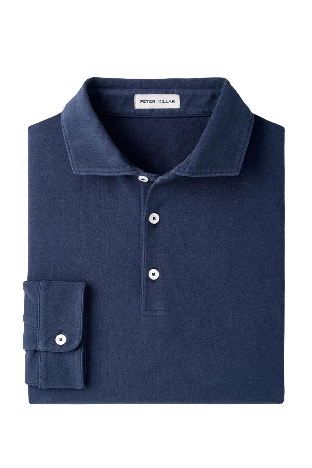 Peter Millar Crown Flex Cotton Long-Sleeve Custom Polos, Navy