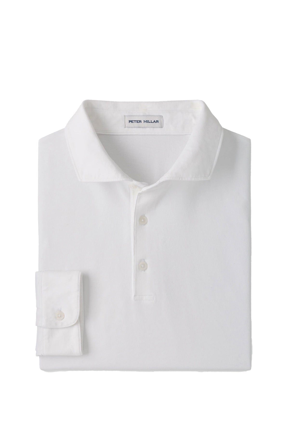 Peter Millar Crown Flex Cotton Long-Sleeve Custom Polos, White [August Grooming]