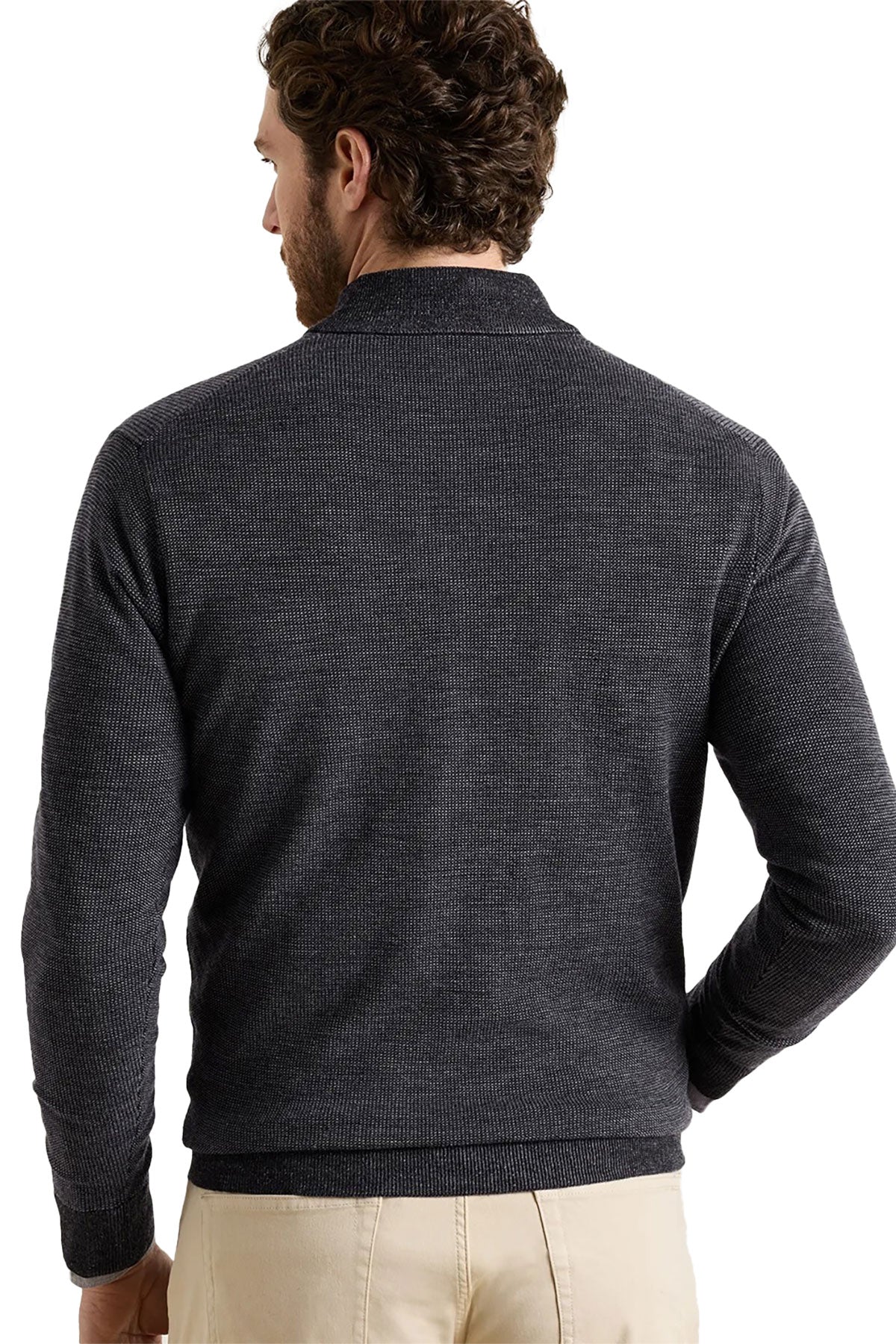 Peter Millar Blair Birdseye Custom Quarter-Zip Sweaters, Charcoal [RealPage]