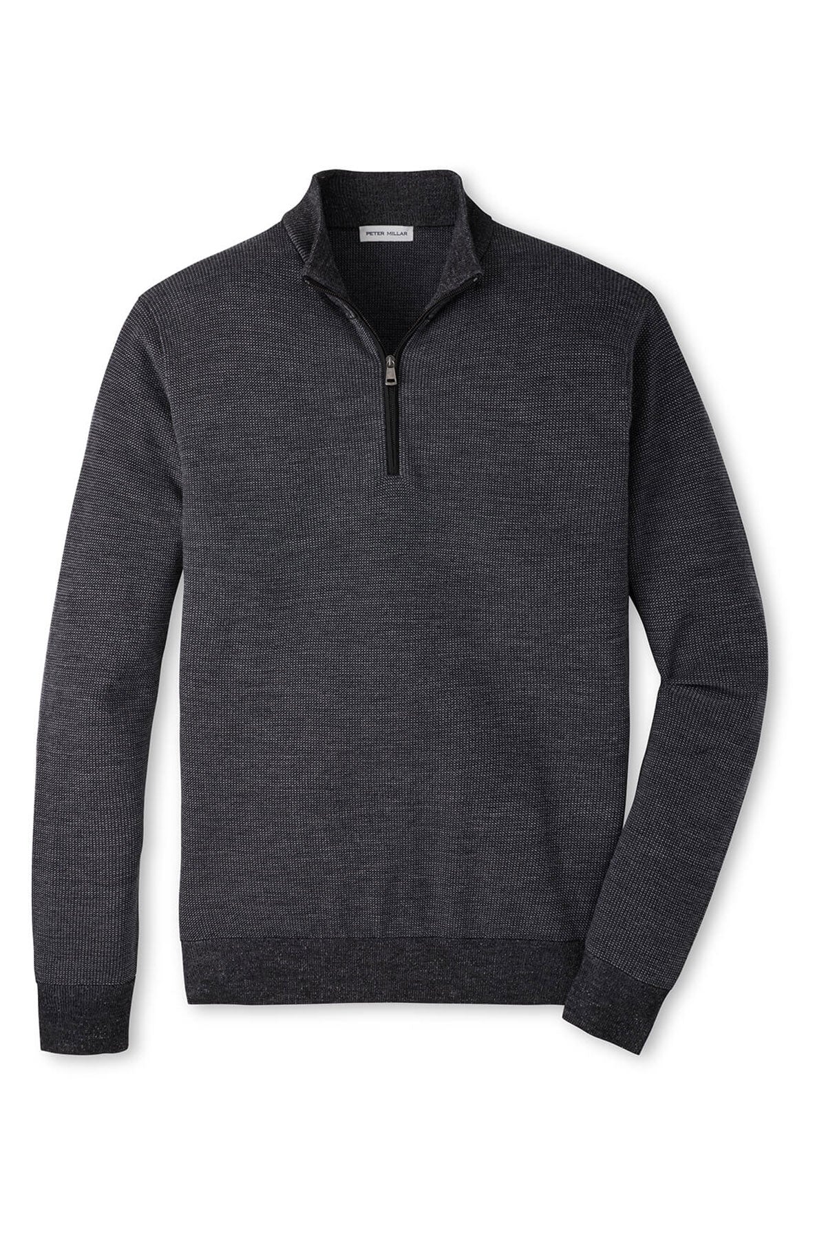 Peter Millar Blair Birdseye Custom Quarter-Zip Sweaters, Charcoal