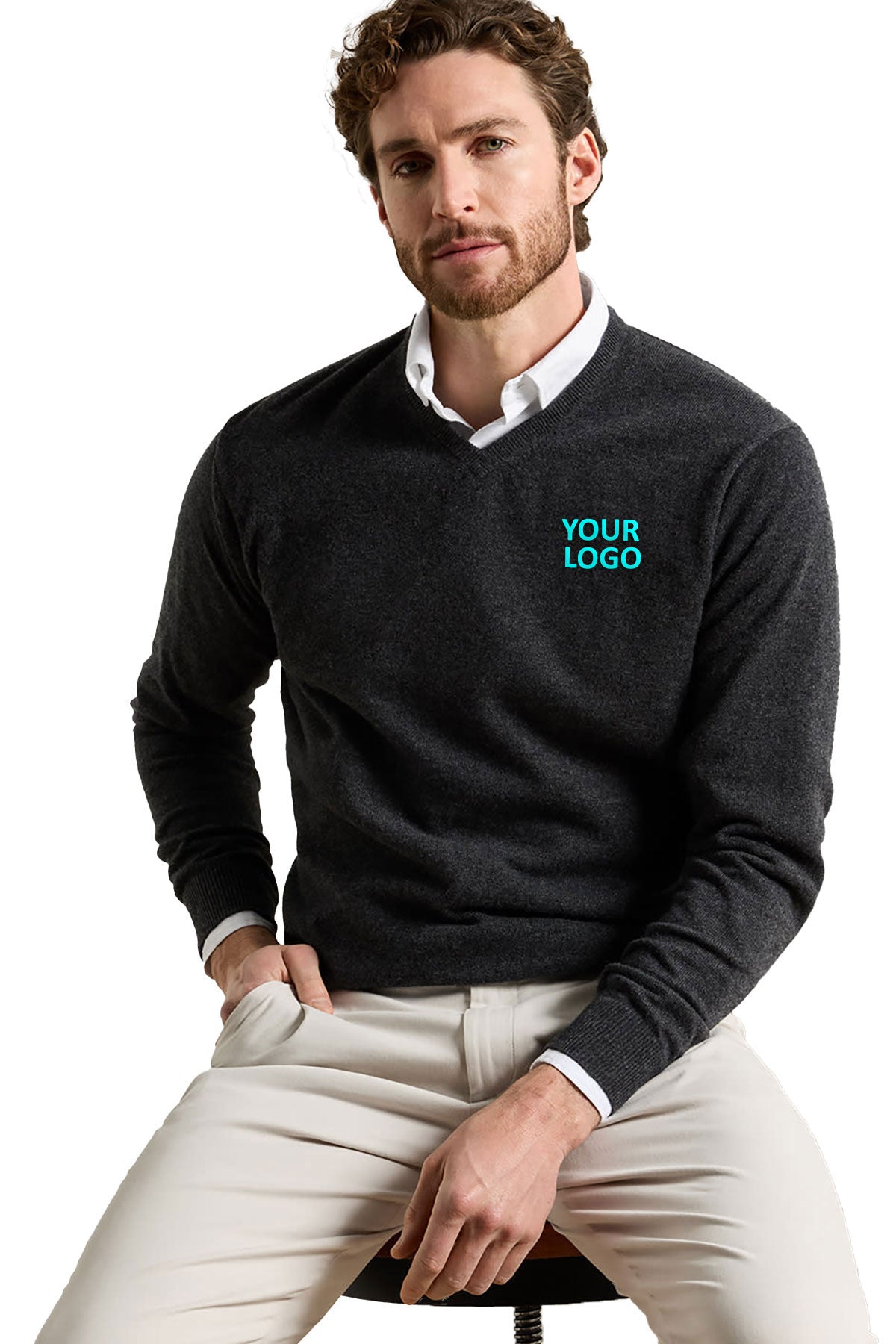 Peter Millar Crown Heritage Custom Cashmere V-Neck Sweaters, Iridium