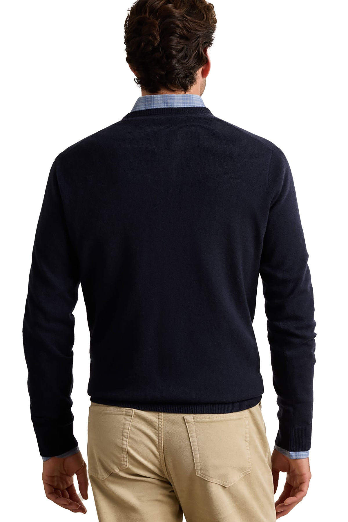Peter Millar Crown Heritage Custom Cashmere V-Neck Sweaters, Navy
