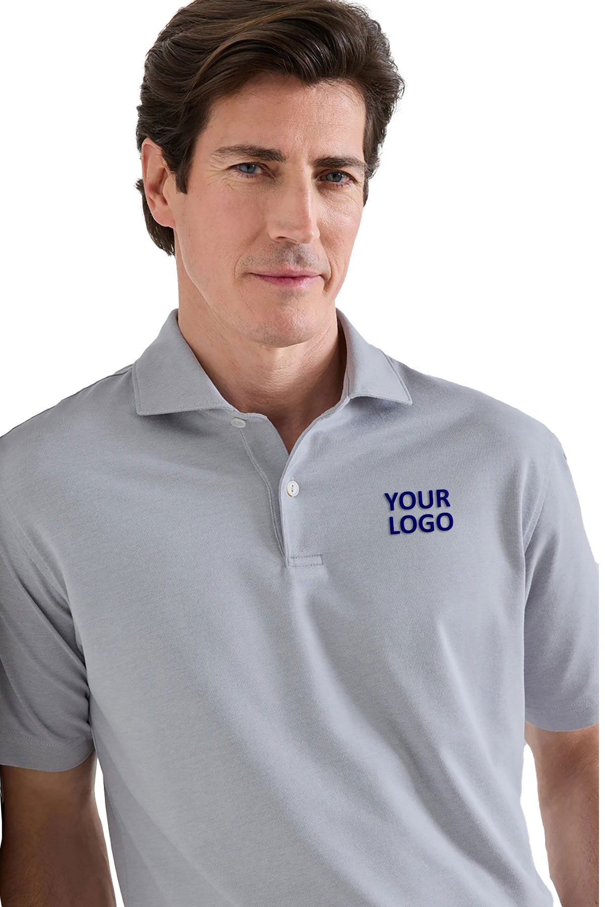 Peter Millar Albatross Cotton-Blend Pique Custom Polos, Gale Grey