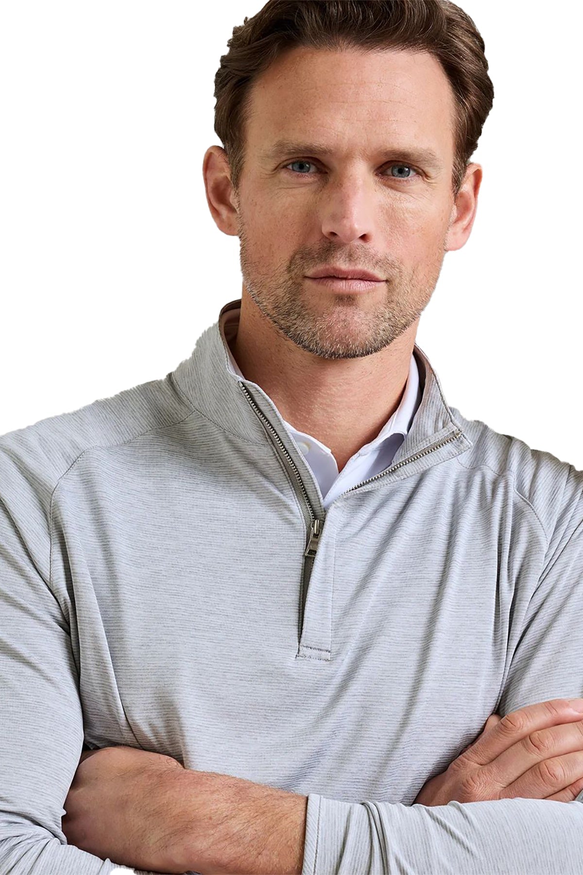 Peter Millar Stealth Stripe Performance Custom Quarter-Zips, Gale Grey [Casa Di Sassi  Crafted Collection Fall 2026]