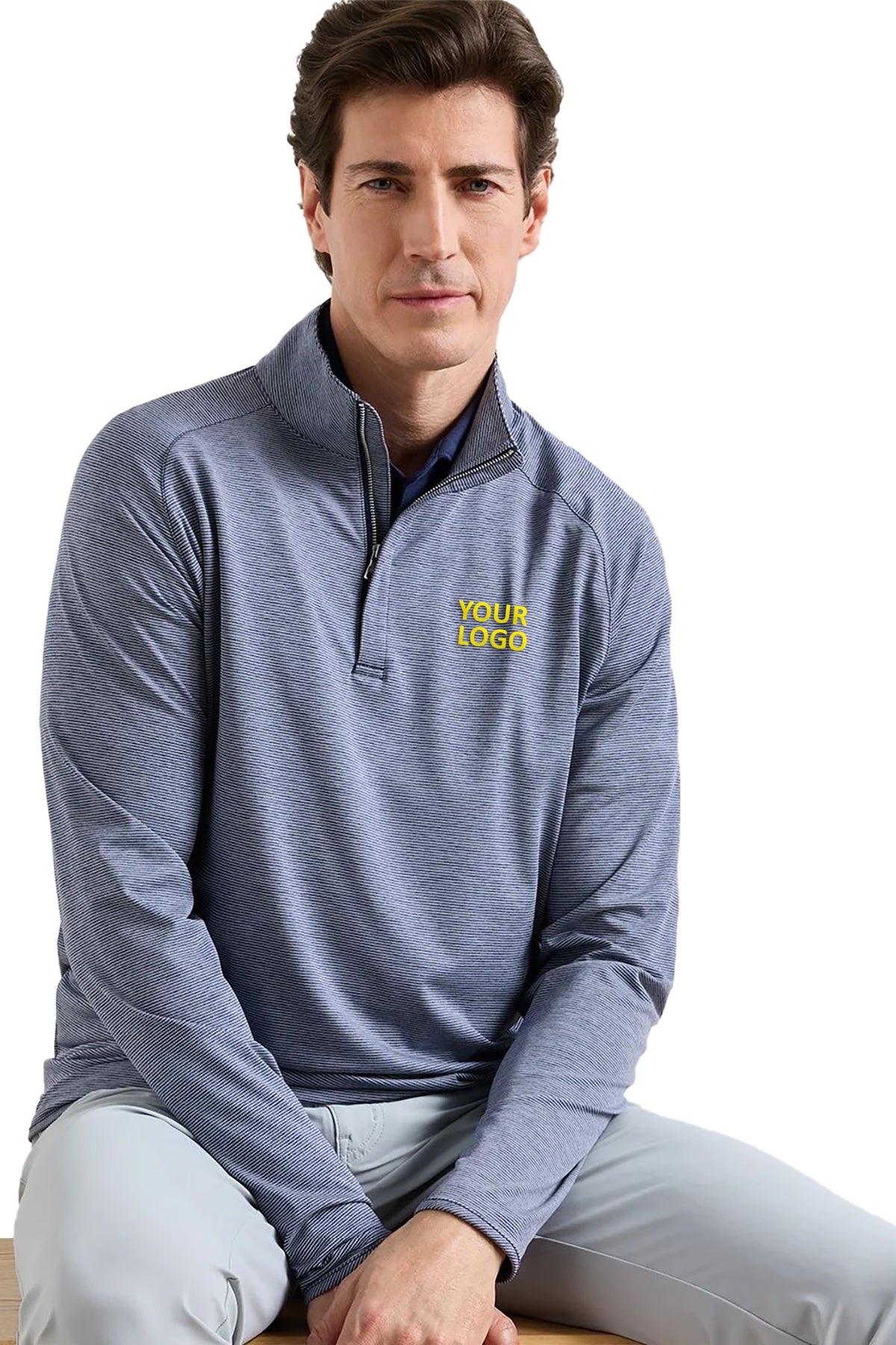 Peter Millar Stealth Stripe Performance Custom Quarter-Zips, Navy