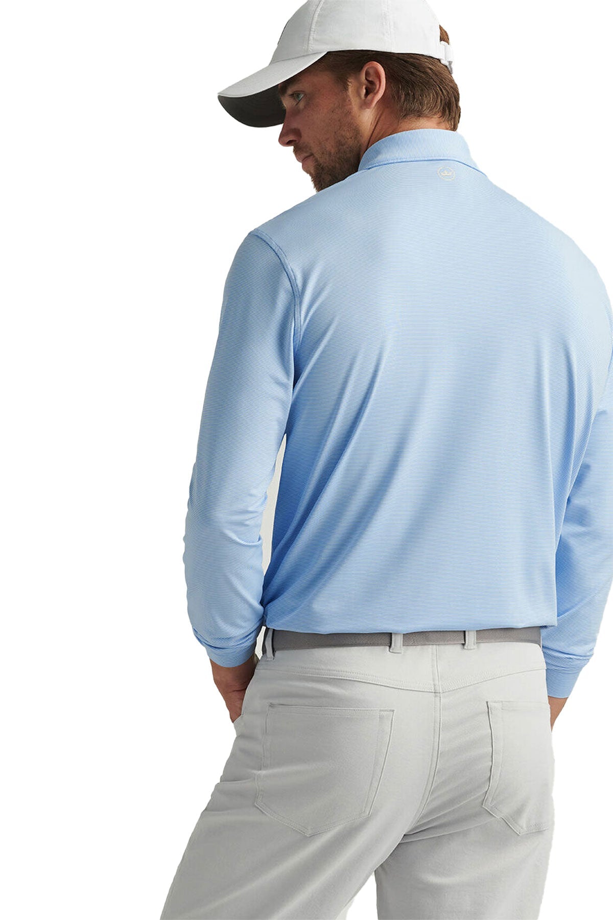 Peter Millar Jubilee Long-Sleeve Performance Jersey Custom Polos, Blue Fade