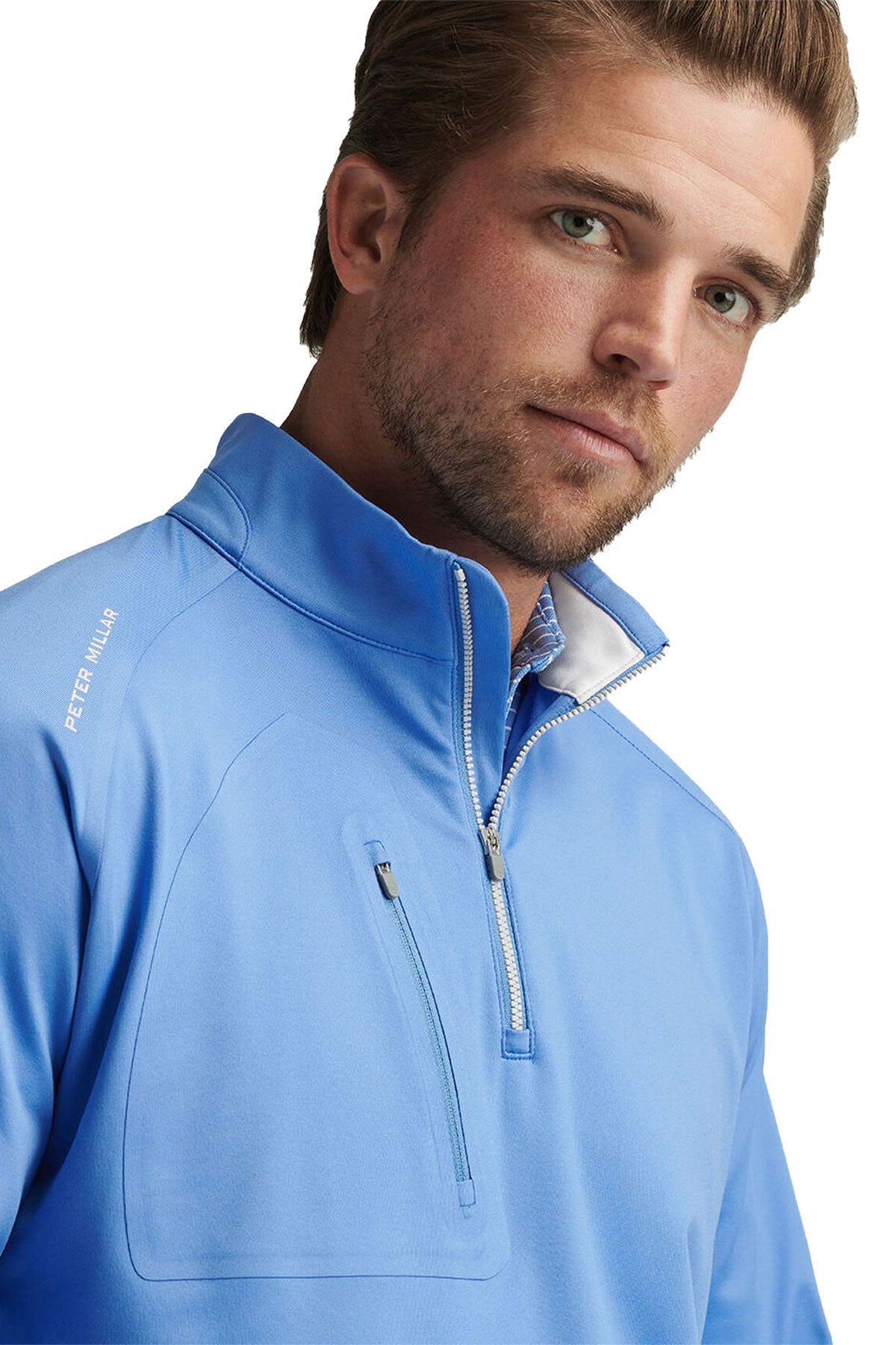 Peter Millar Verge Performance Custom Quarter-Zips, Blue Sea