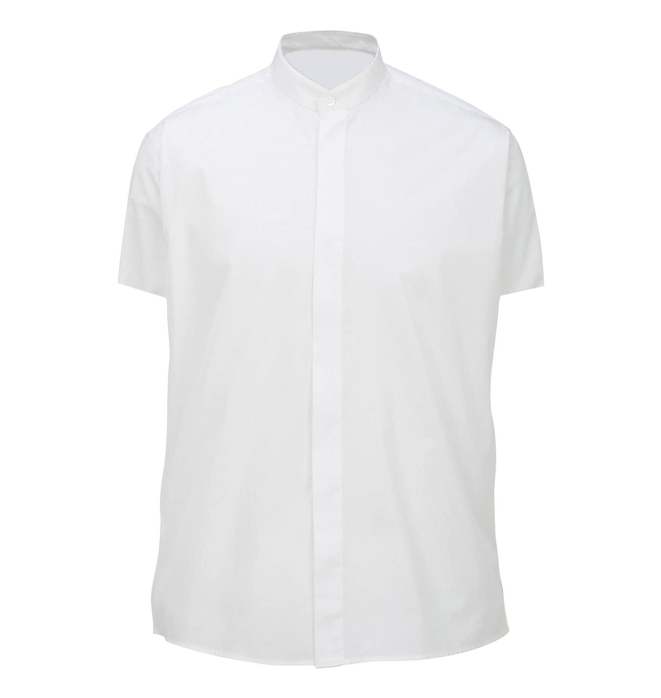 Men's Banded Collar Short-Sleeve Shirt, White
