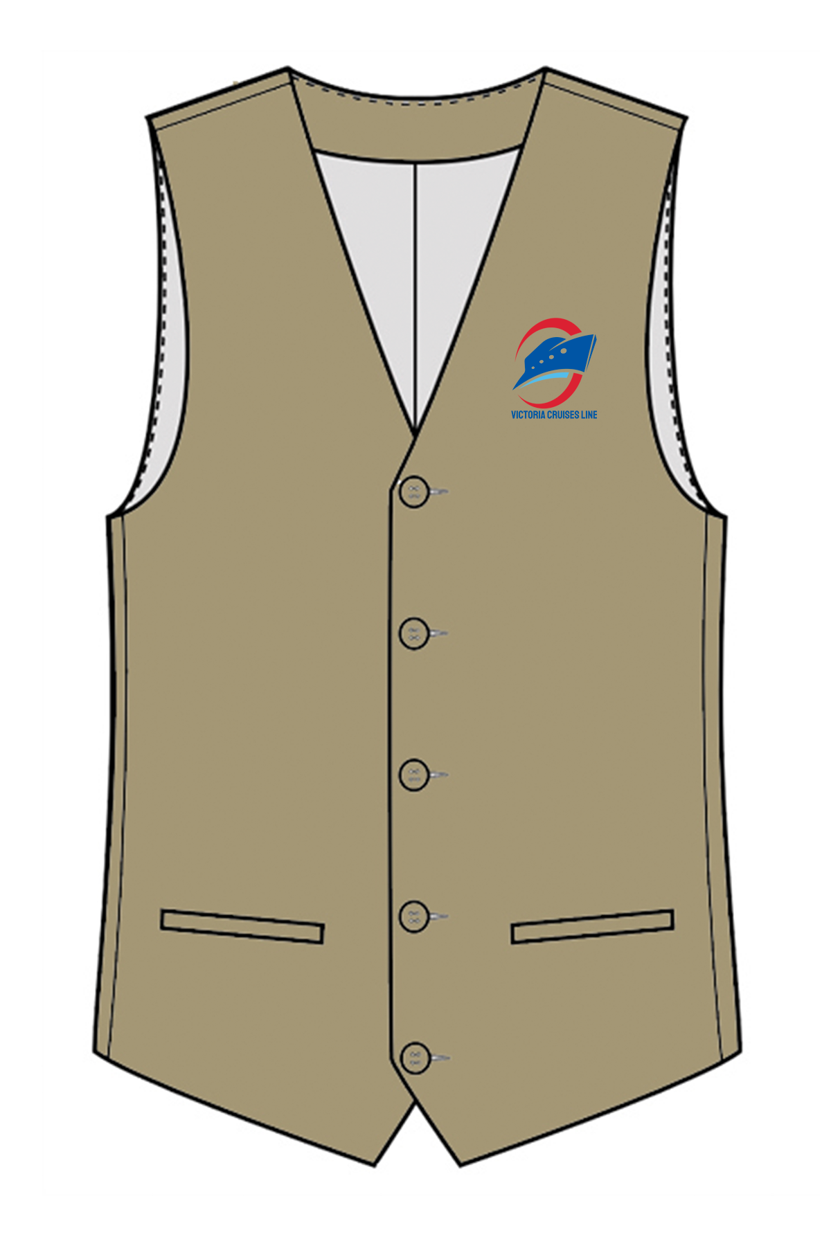 Men's Polyester Vest, Khaki 2588-207 [Left Chest / VCL Full Color]