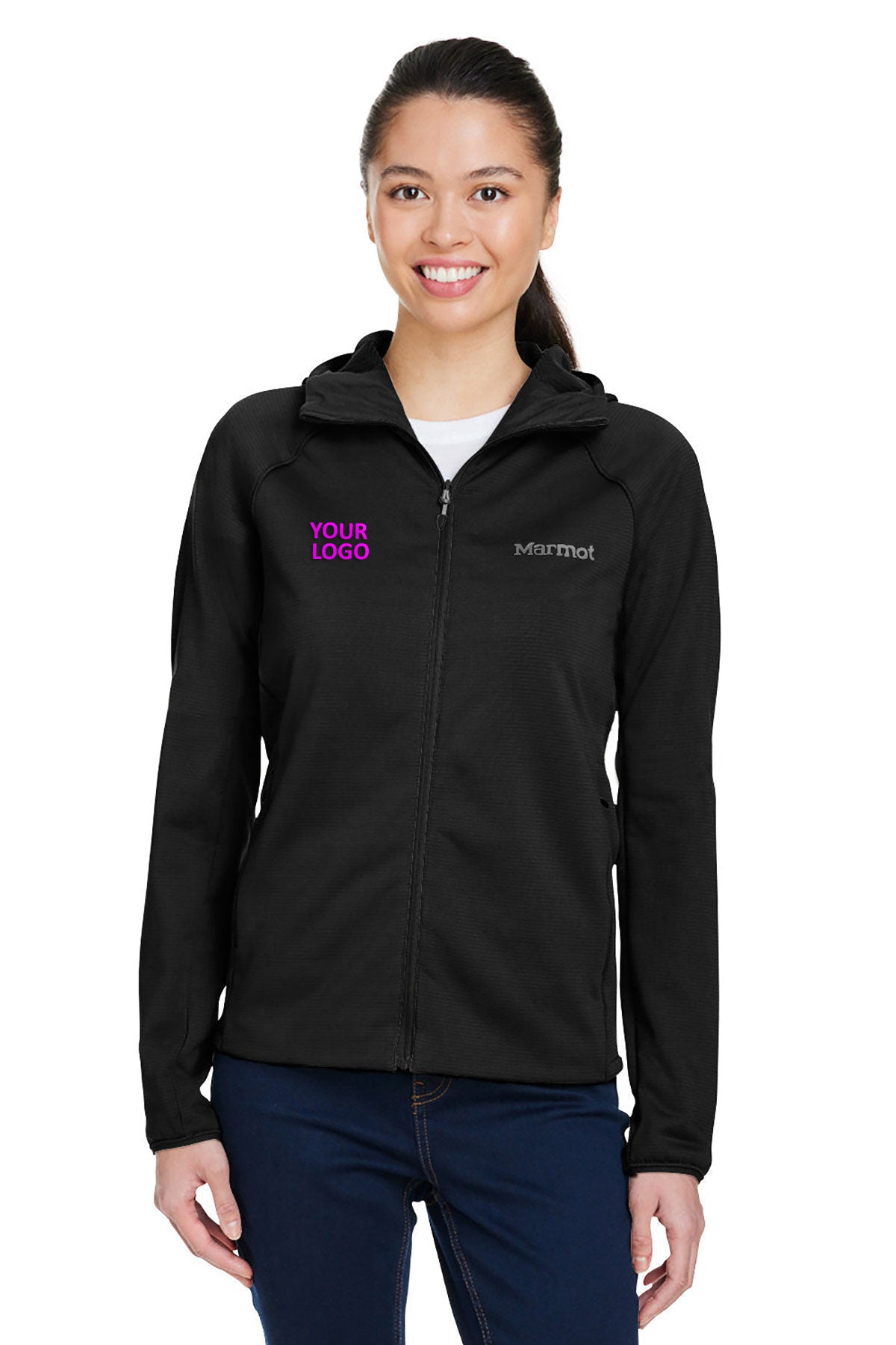 Marmot Ladies Leconte Full Zip Hooded Jackets, Black