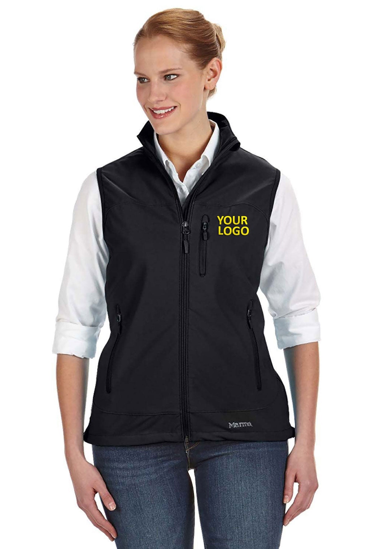 Marmot Black 98220 embroidered jacket custom