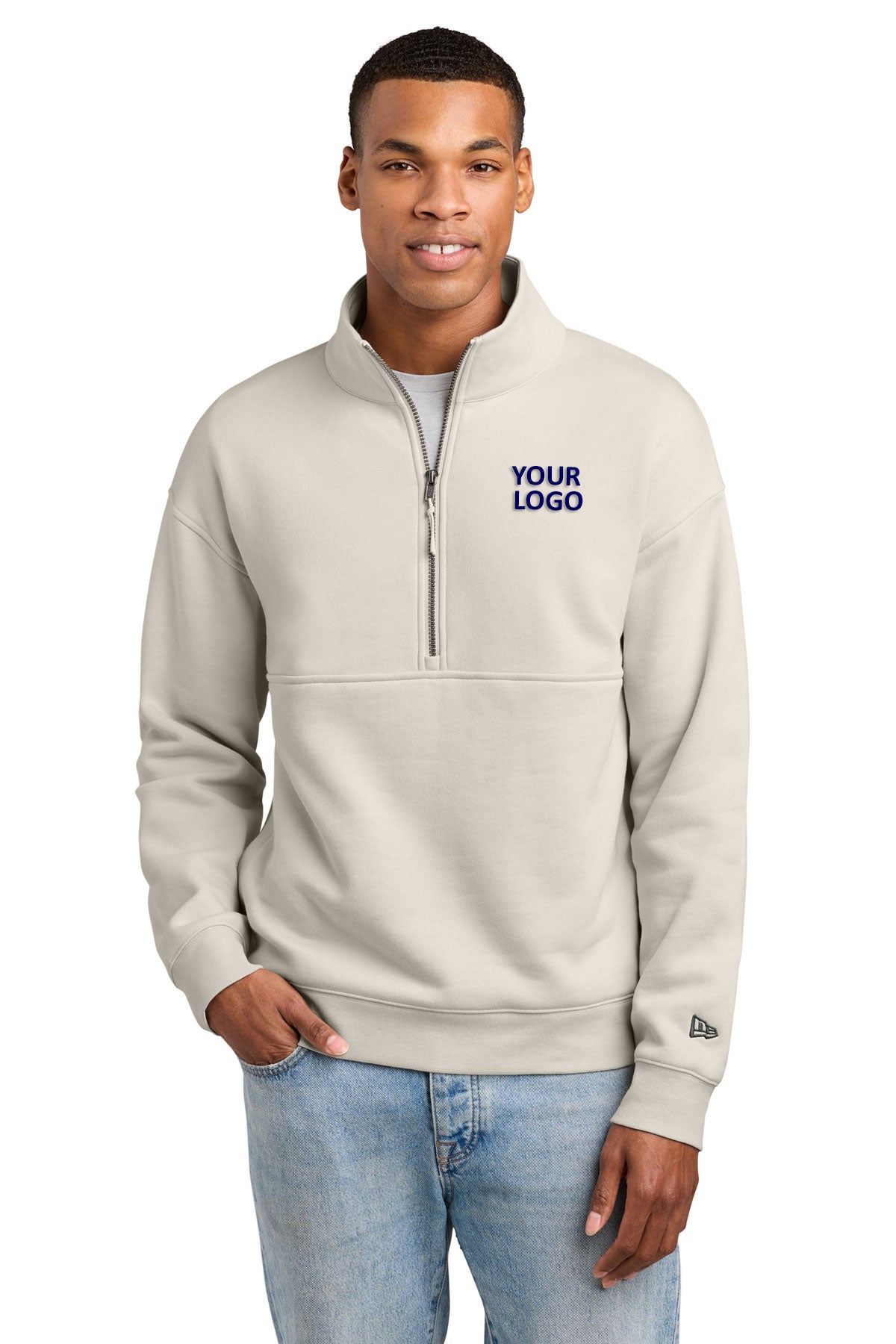 New Era Heritage Fleece Custom 1/2-Zips, Soft Beige