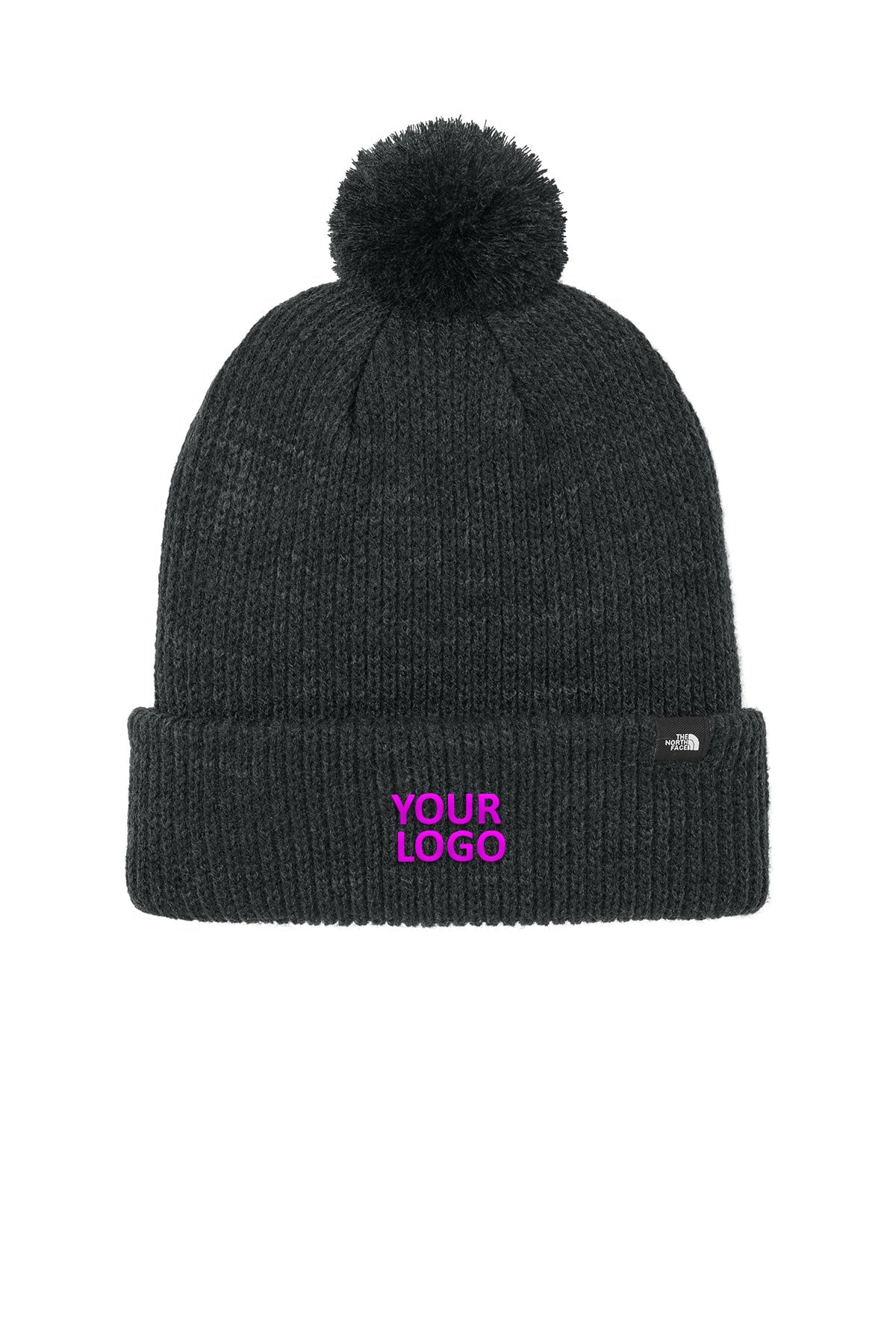 The North Face Pom Custom Beanies, TNF Black Heather