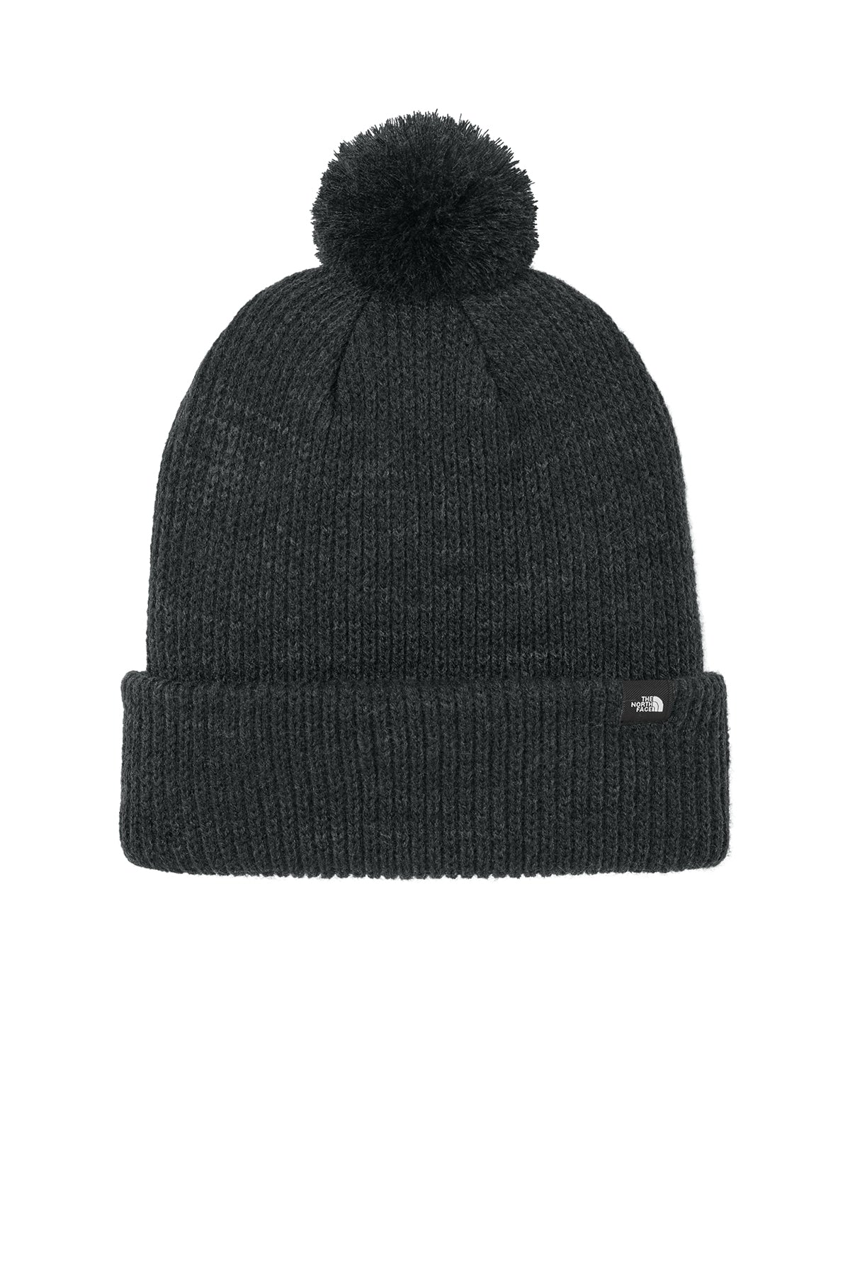 The North Face Pom Custom Beanies, TNF Black Heather [Olive Crest]