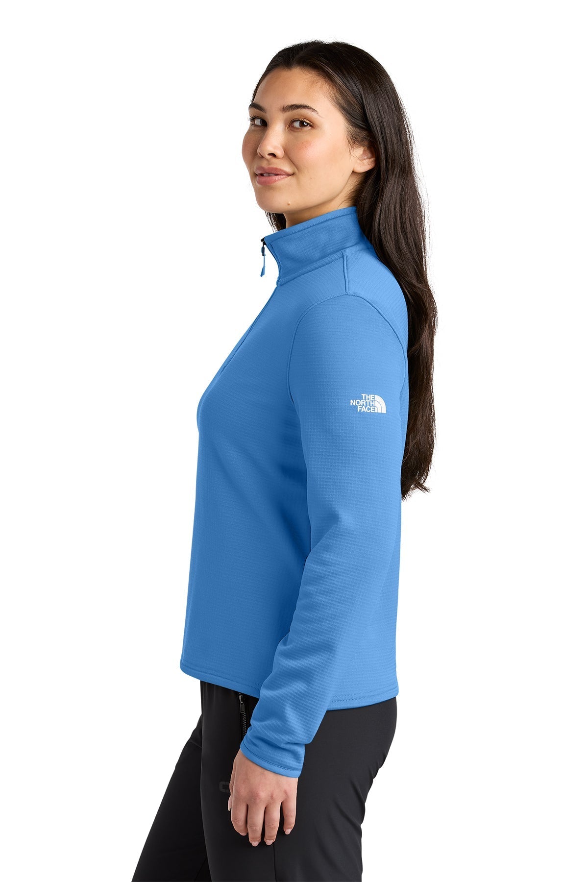 The North Face Womens Aim 1/4-Zip Custom Fleeces, Marina Blue [Executive Construction]