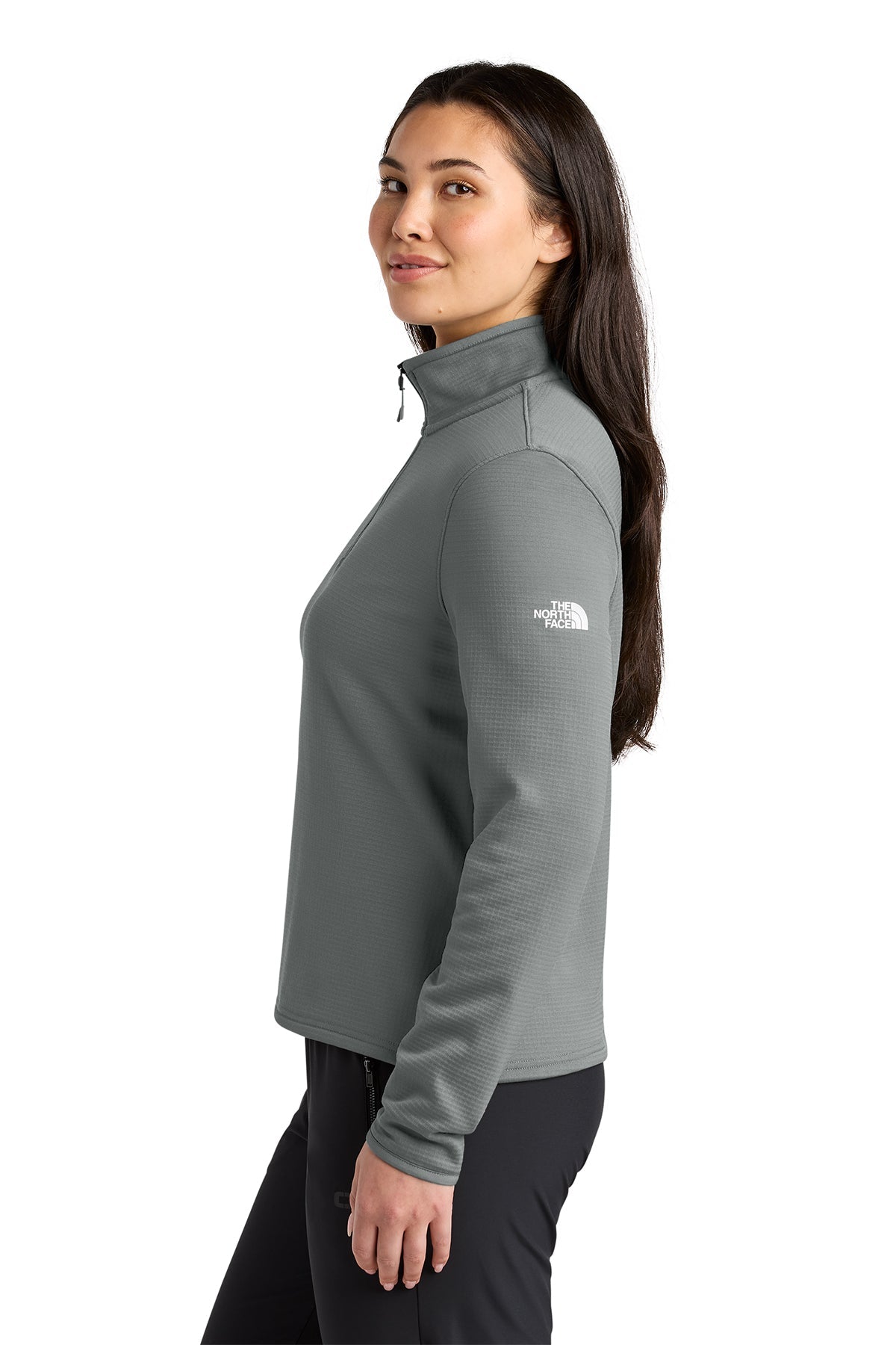 The North Face Womens Aim 1/4-Zip Custom Fleeces, Smoked Pearl Grey