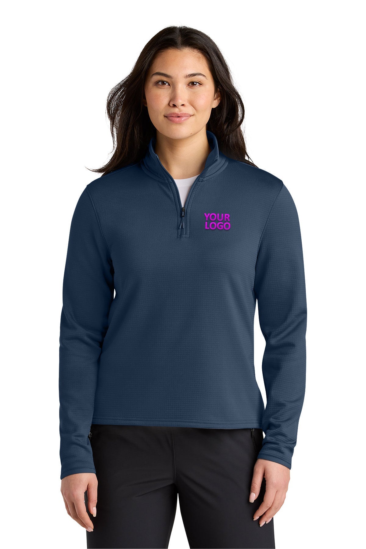 The North Face Womens Aim 1/4-Zip Custom Fleeces, Summit Navy [Executive Construction]