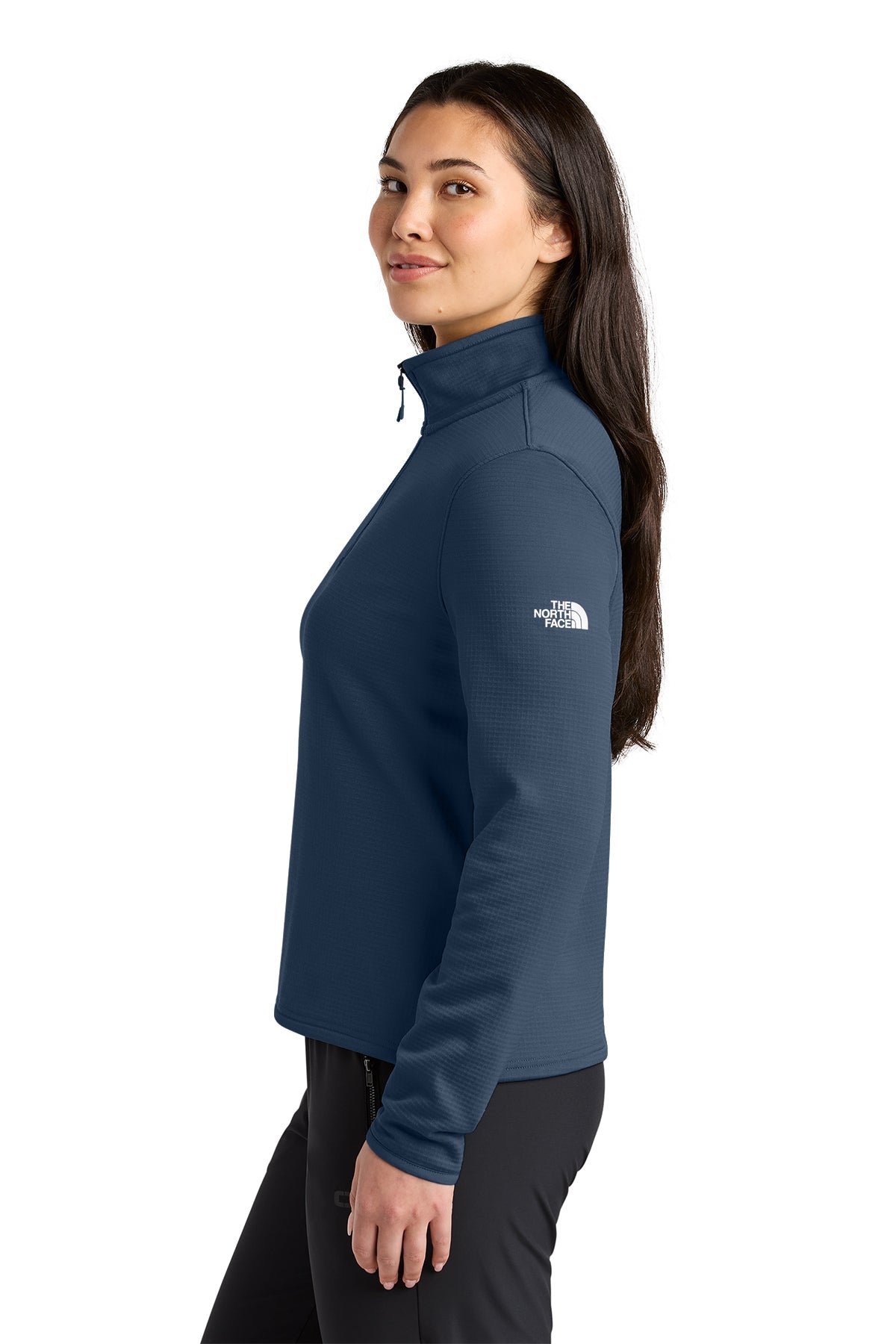 The North Face Womens Aim 1/4-Zip Custom Fleeces, Summit Navy [Executive Construction]