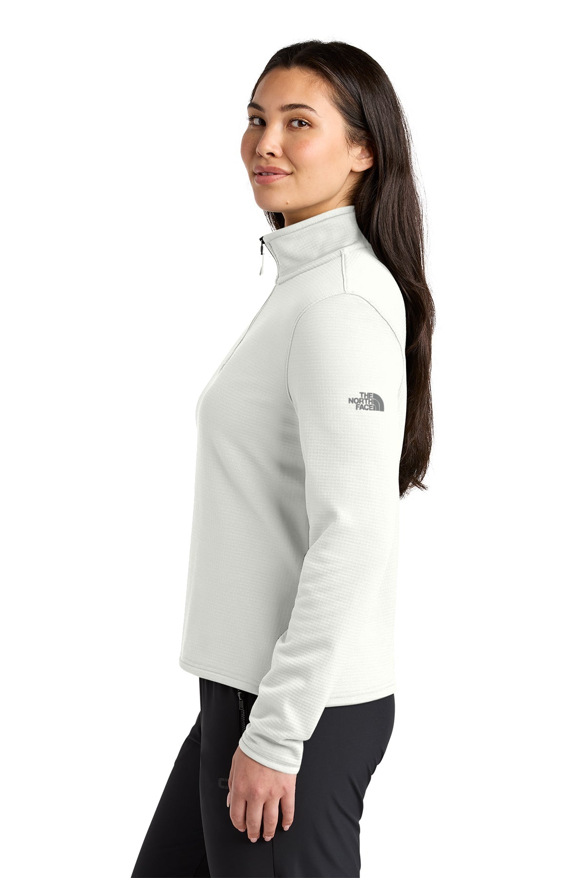 The North Face Womens Aim 1/4-Zip Custom Fleeces, White Dune