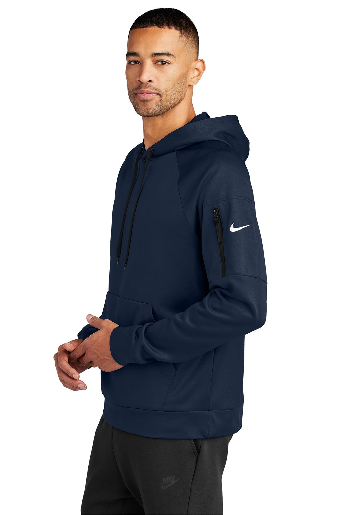Nike Therma-FIT Pocket Pullover Branded Hoodies, Navy [Zura Bio]