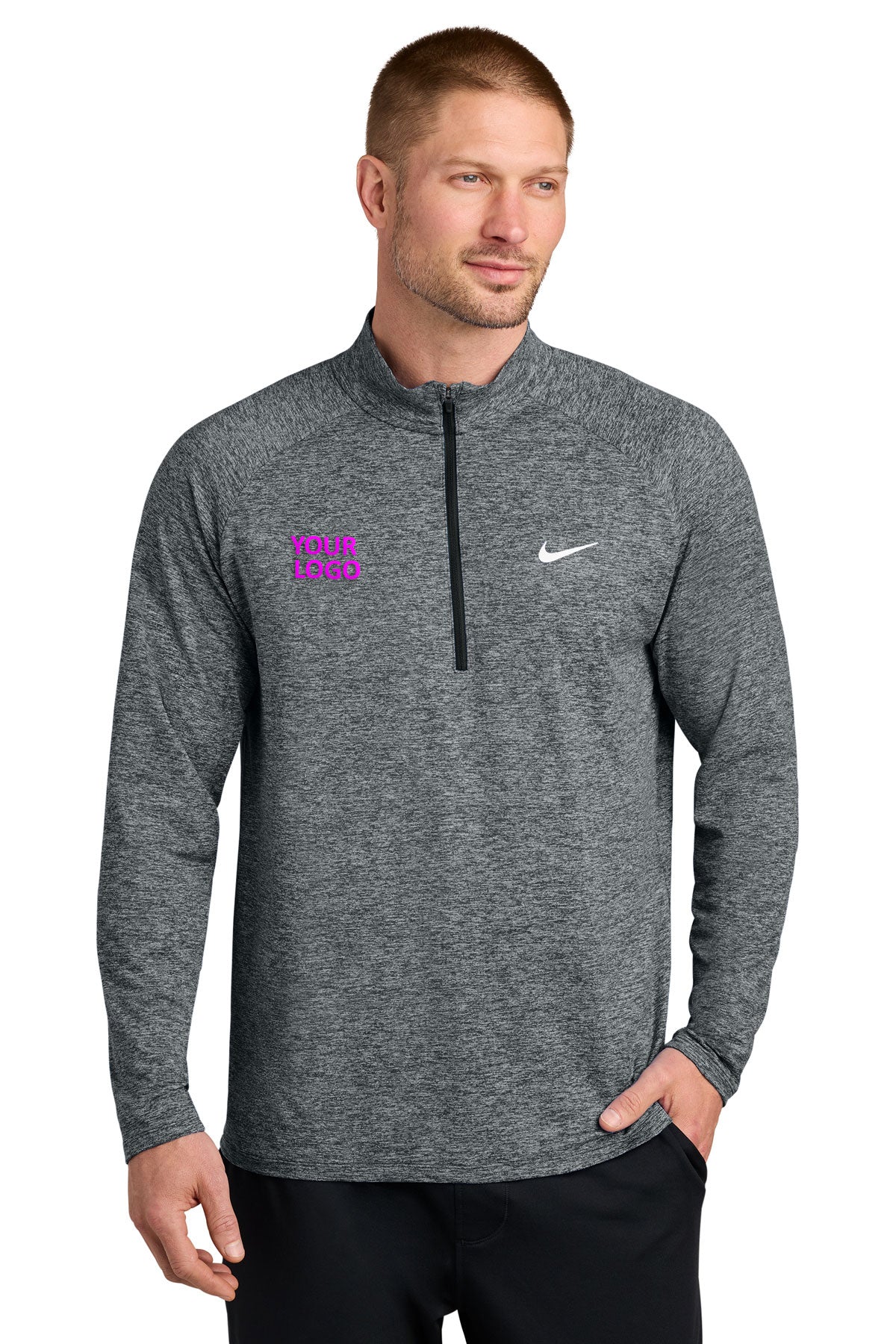 Nike Dri-FIT Custom Stride 1/2-Zips, Black Heather