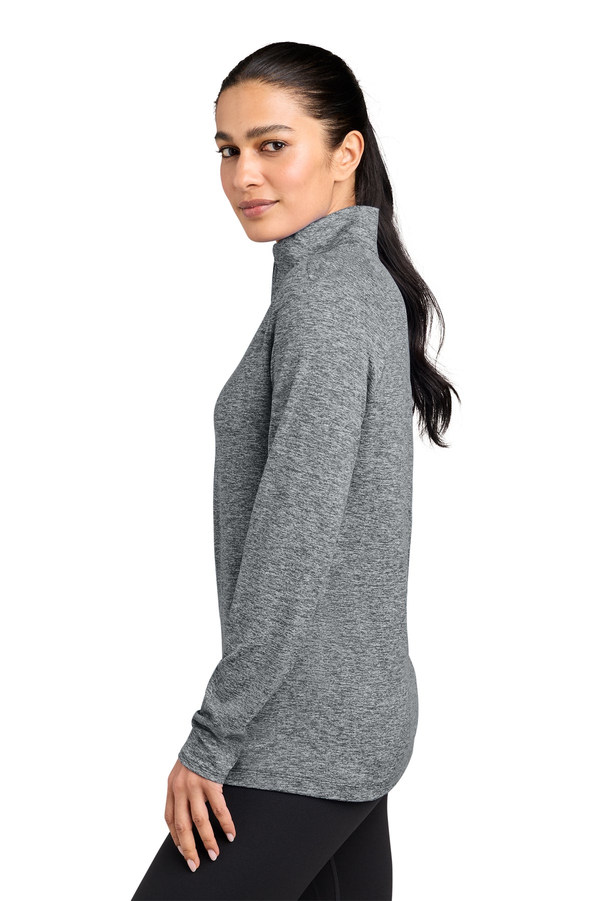 Nike Women’s Dri-FIT Custom Stride 1/2-Zips, Black Heather