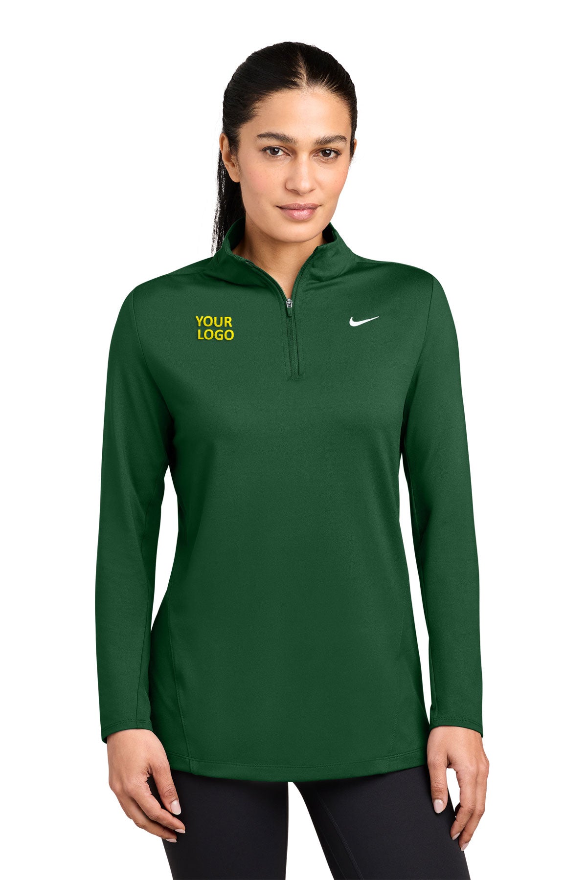 Nike Women’s Dri-FIT Custom Stride 1/2-Zips, Dark Green