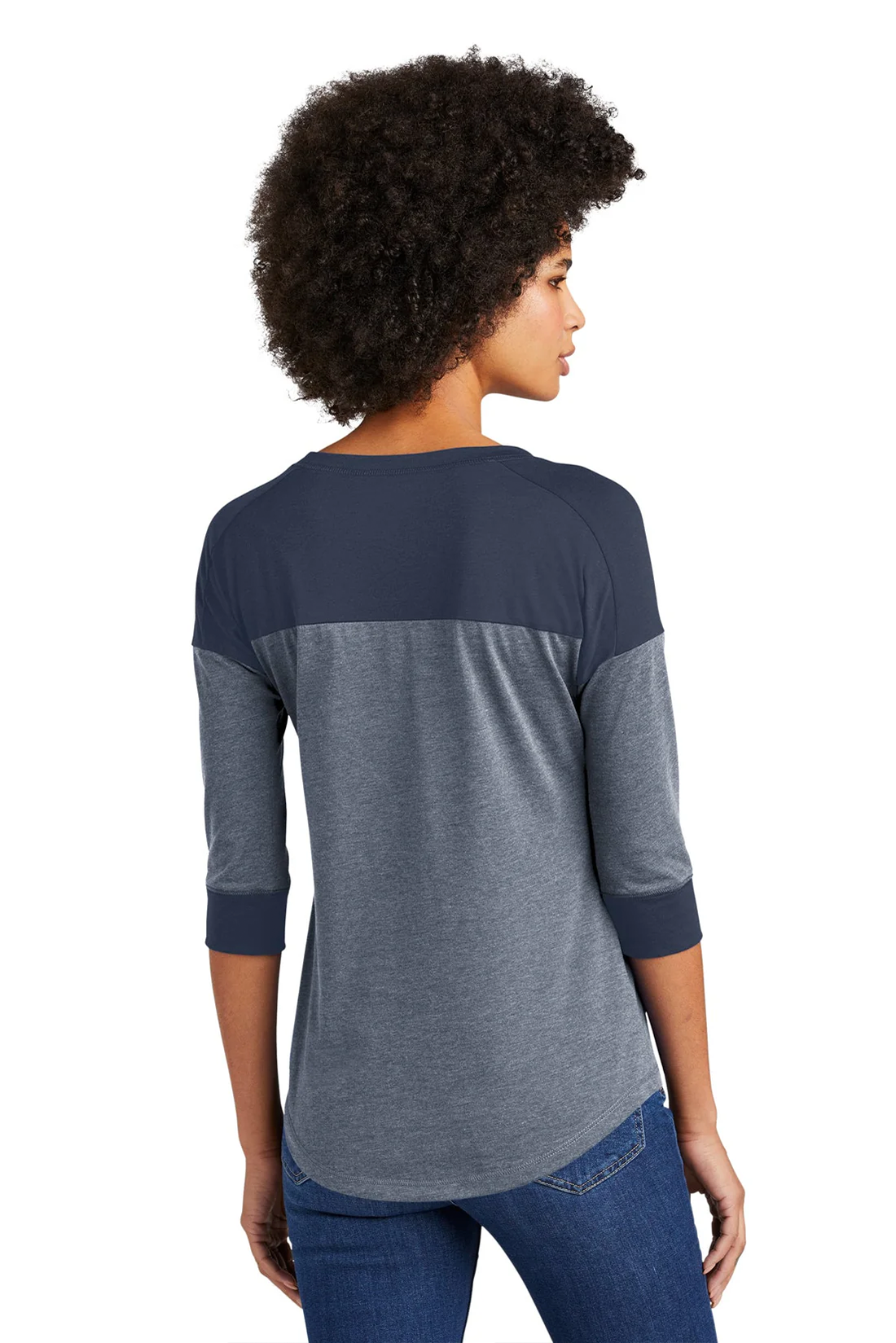 New Era Ladies Heritage Blend 3/4-Sleeve Baseball Tee, True Navy Twist [Real8 Group]