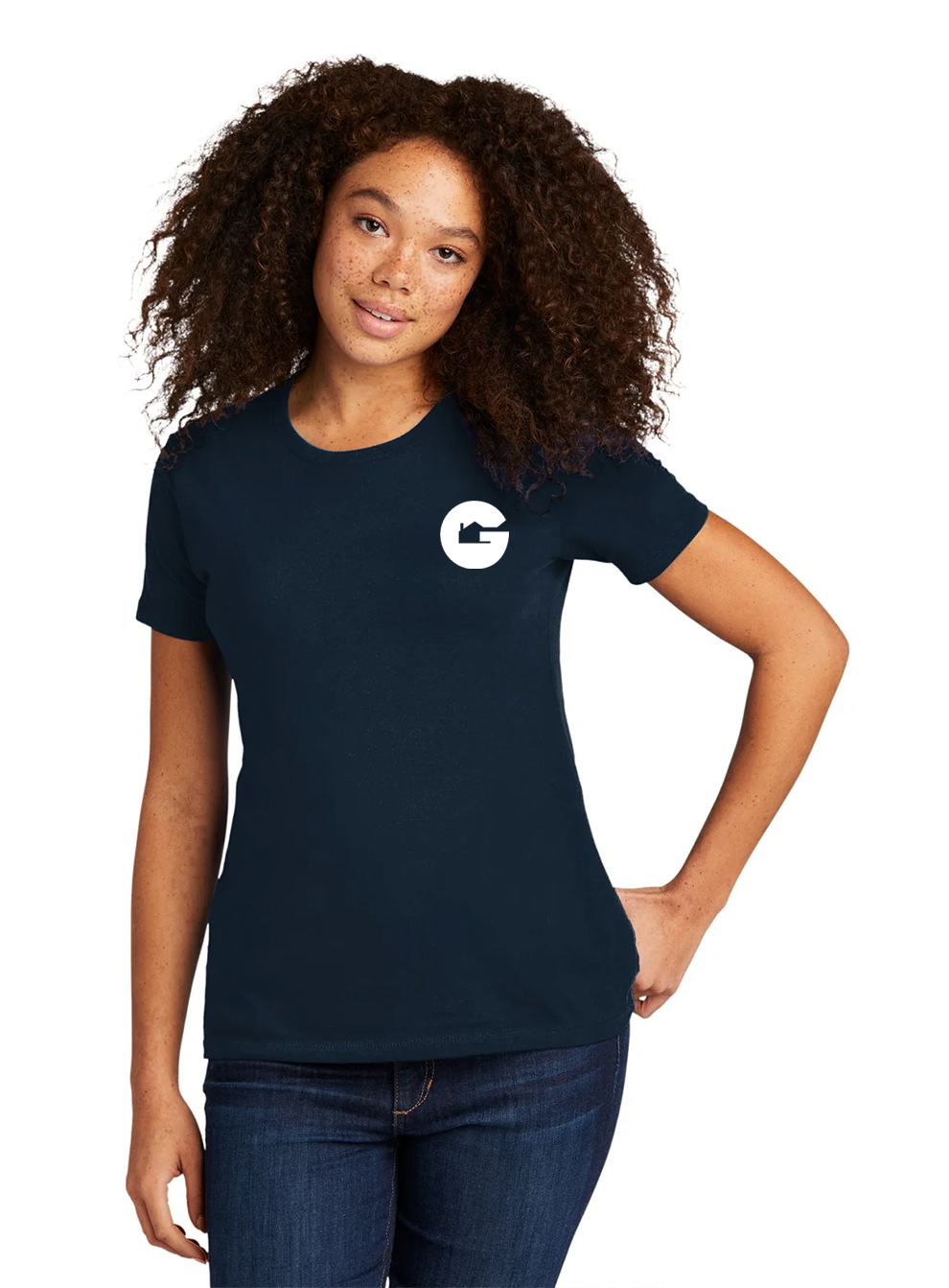 Next Level Women's Cotton Boyfriend Tee, Midnight Navy [Gershman Mortgage]