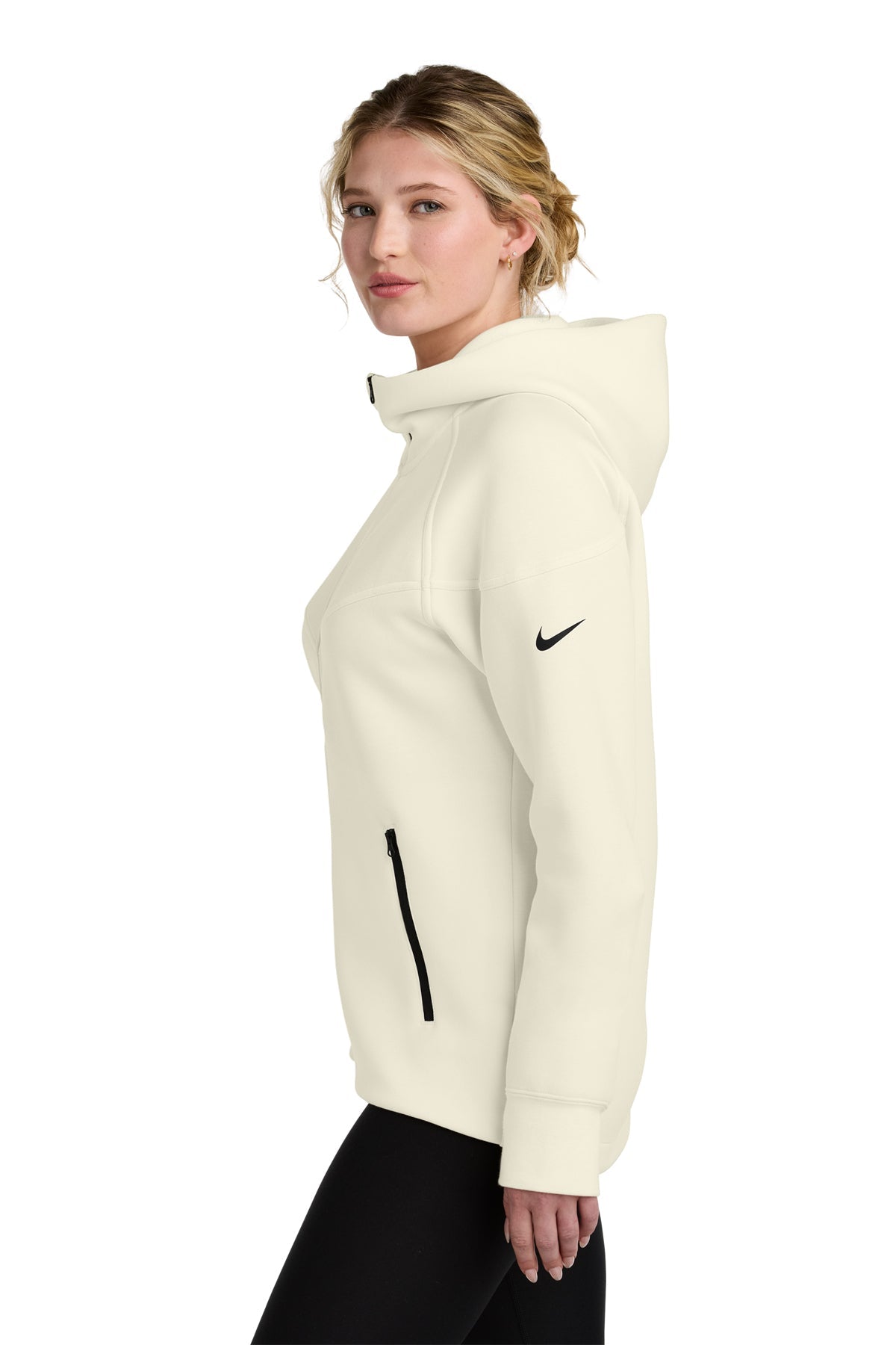 Custom Nike Womens Tech Fleece Full Zip Hoodies Pale Ivory