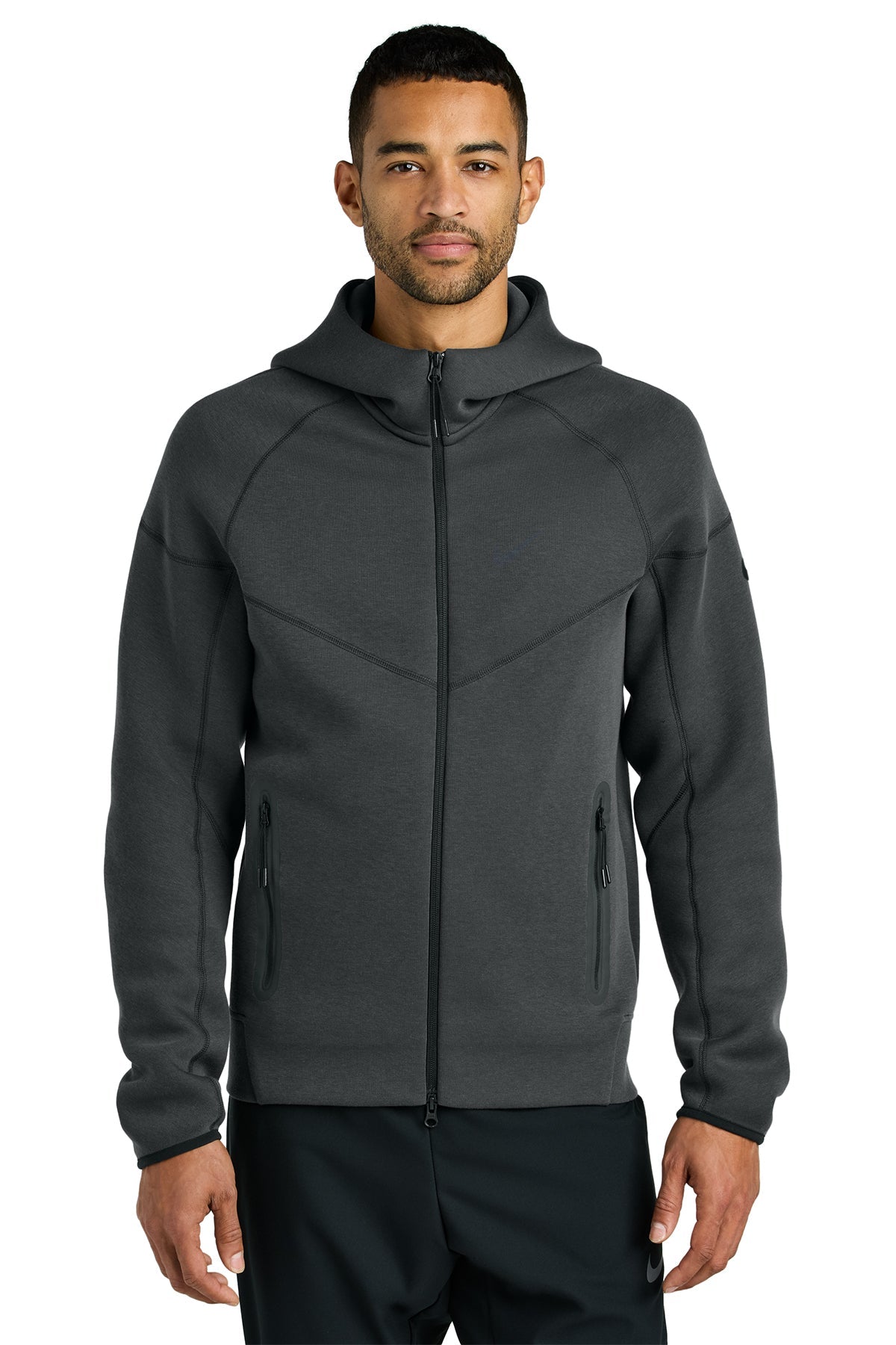 Custom Nike Tech Fleece Full-Zip Hoodies Anthracite Heather