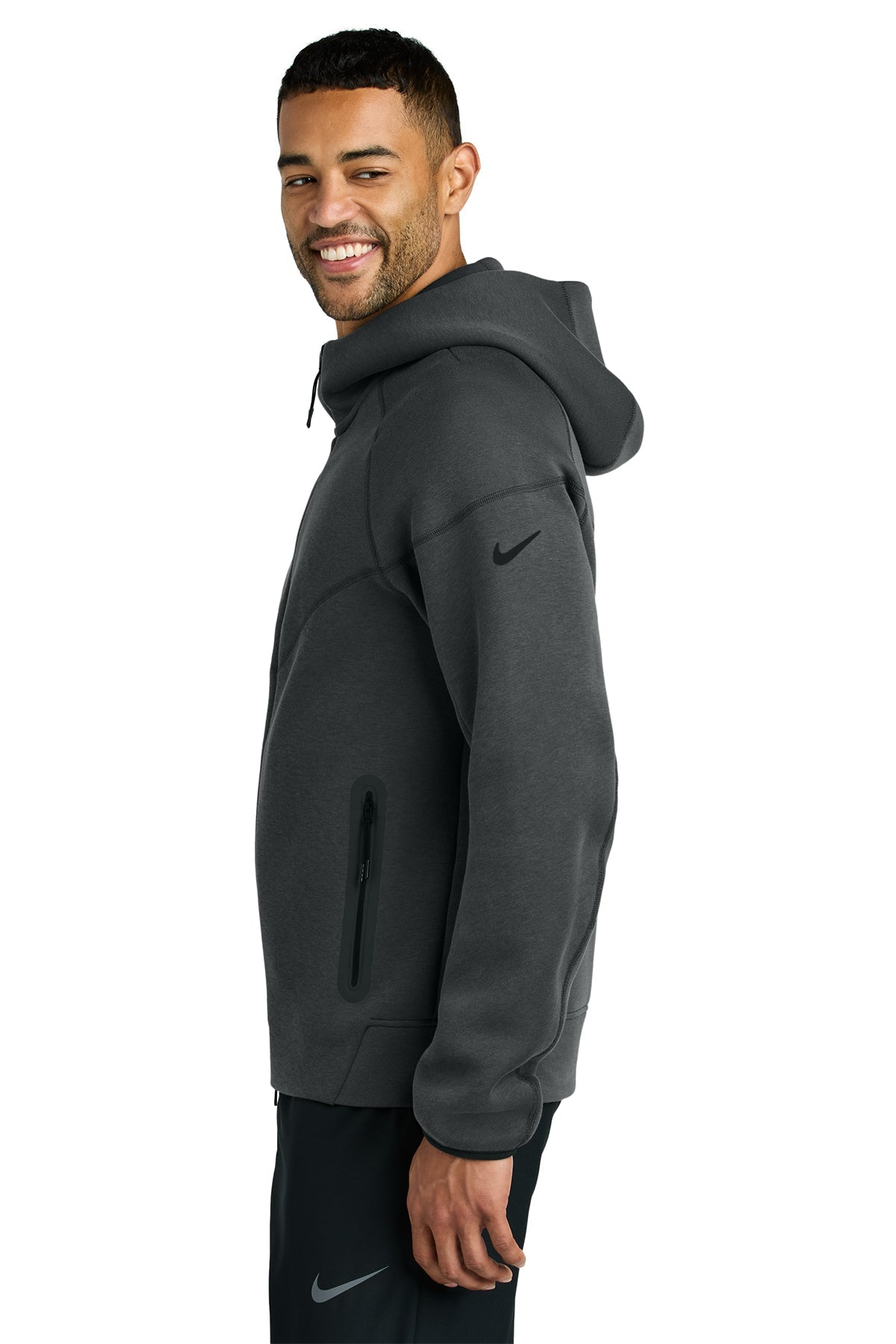 Custom Nike Tech Fleece Full-Zip Hoodies Anthracite Heather