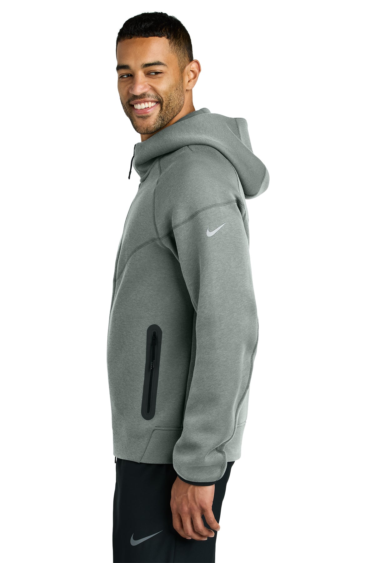 Custom Nike Tech Fleece Full-Zip Hoodies Dark Grey Heather