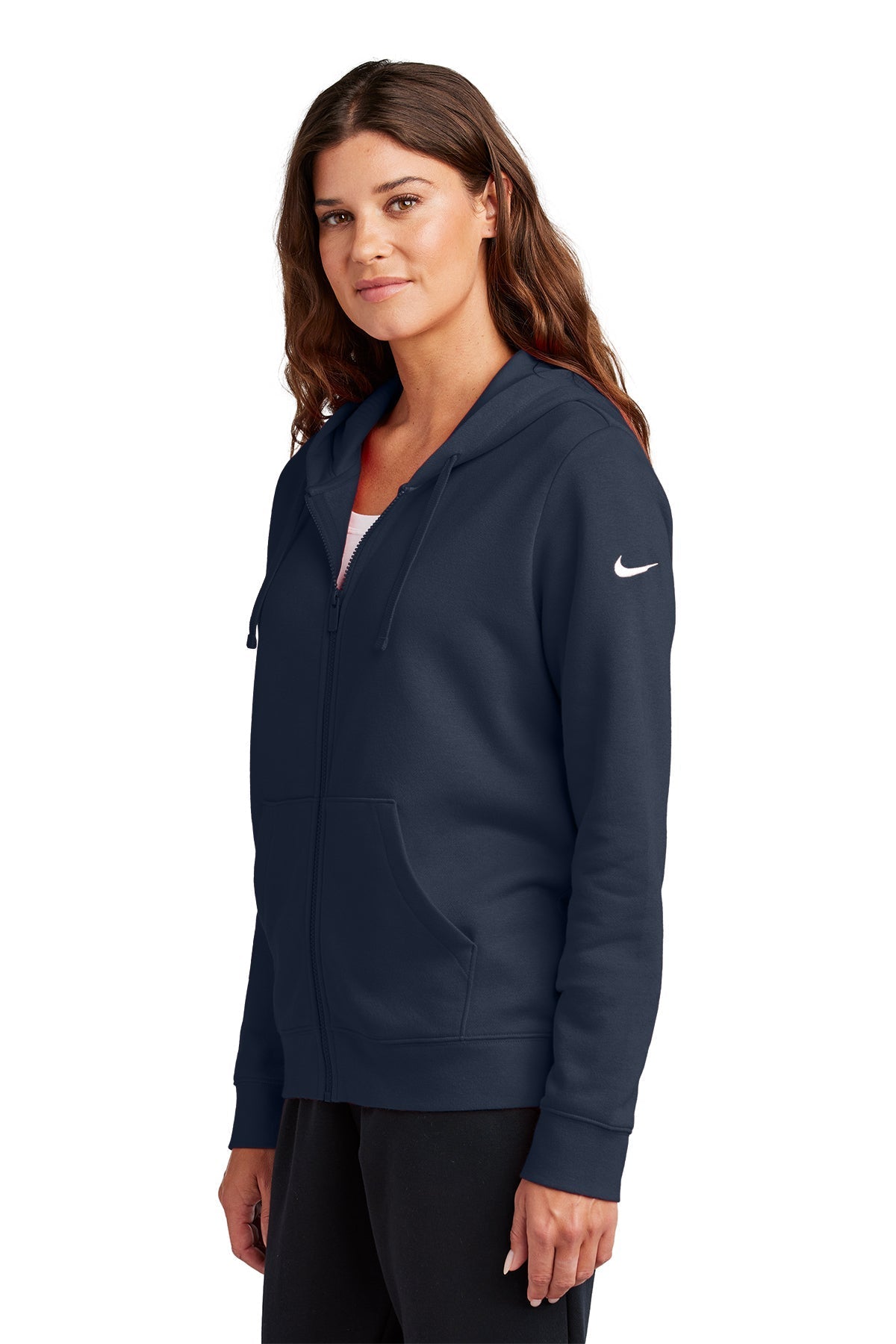 Nike Ladies Club Fleece Full-Zip Custom Hoodies, Midnight Navy [Zura Bio]