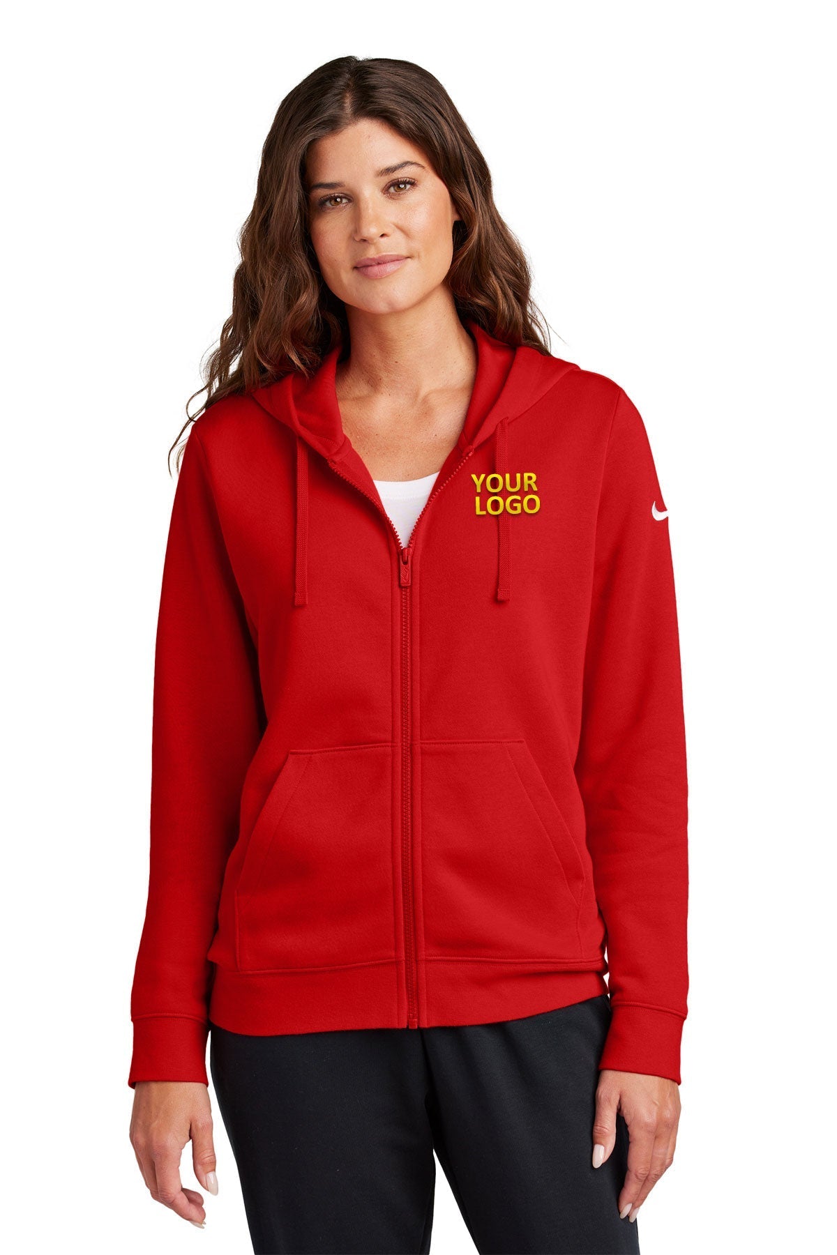Nike Ladies Club Fleece Full-Zip Custom Hoodies, University Red [Labenz & Associates]