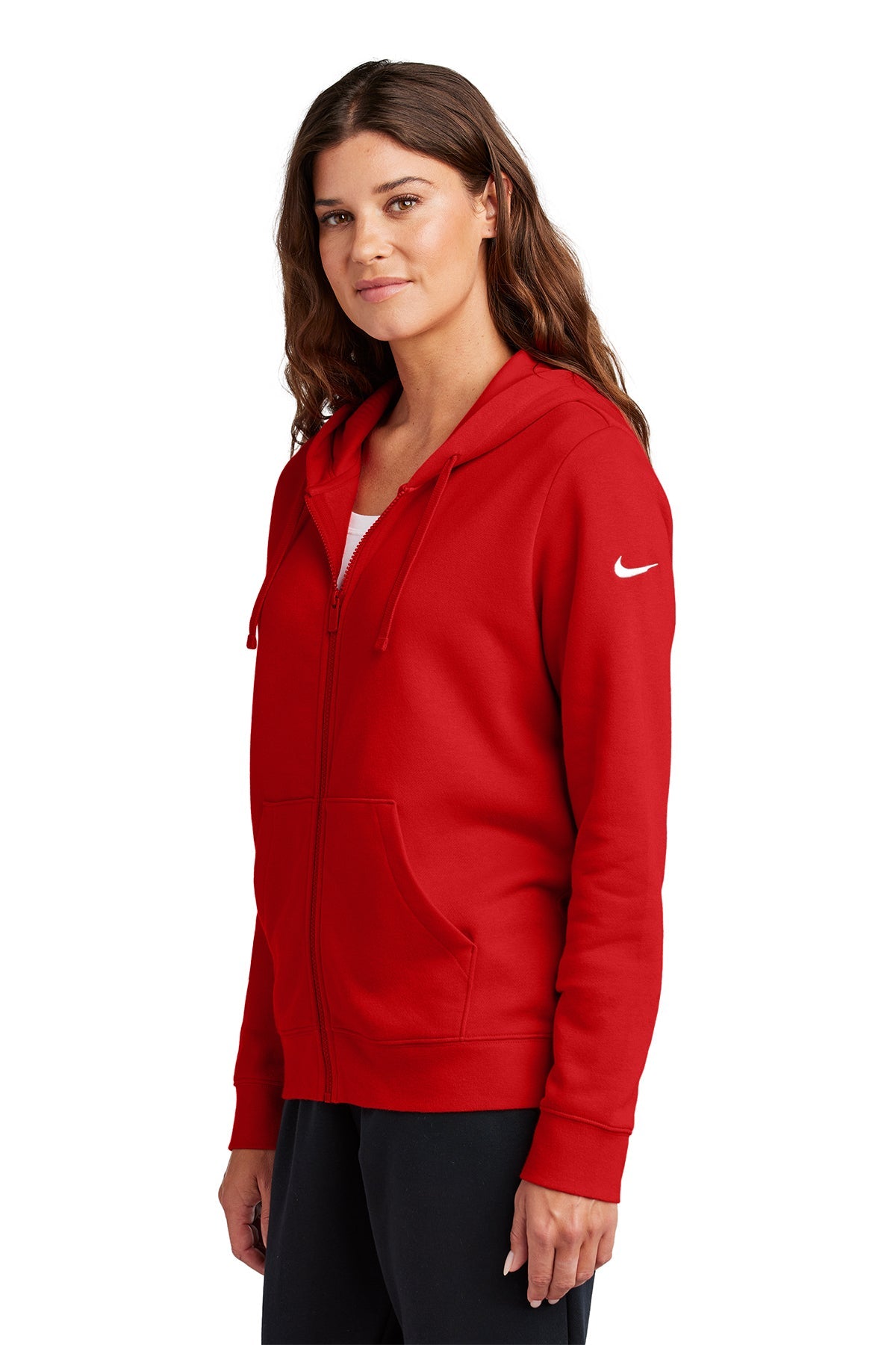Nike Ladies Club Fleece Full-Zip Custom Hoodies, University Red