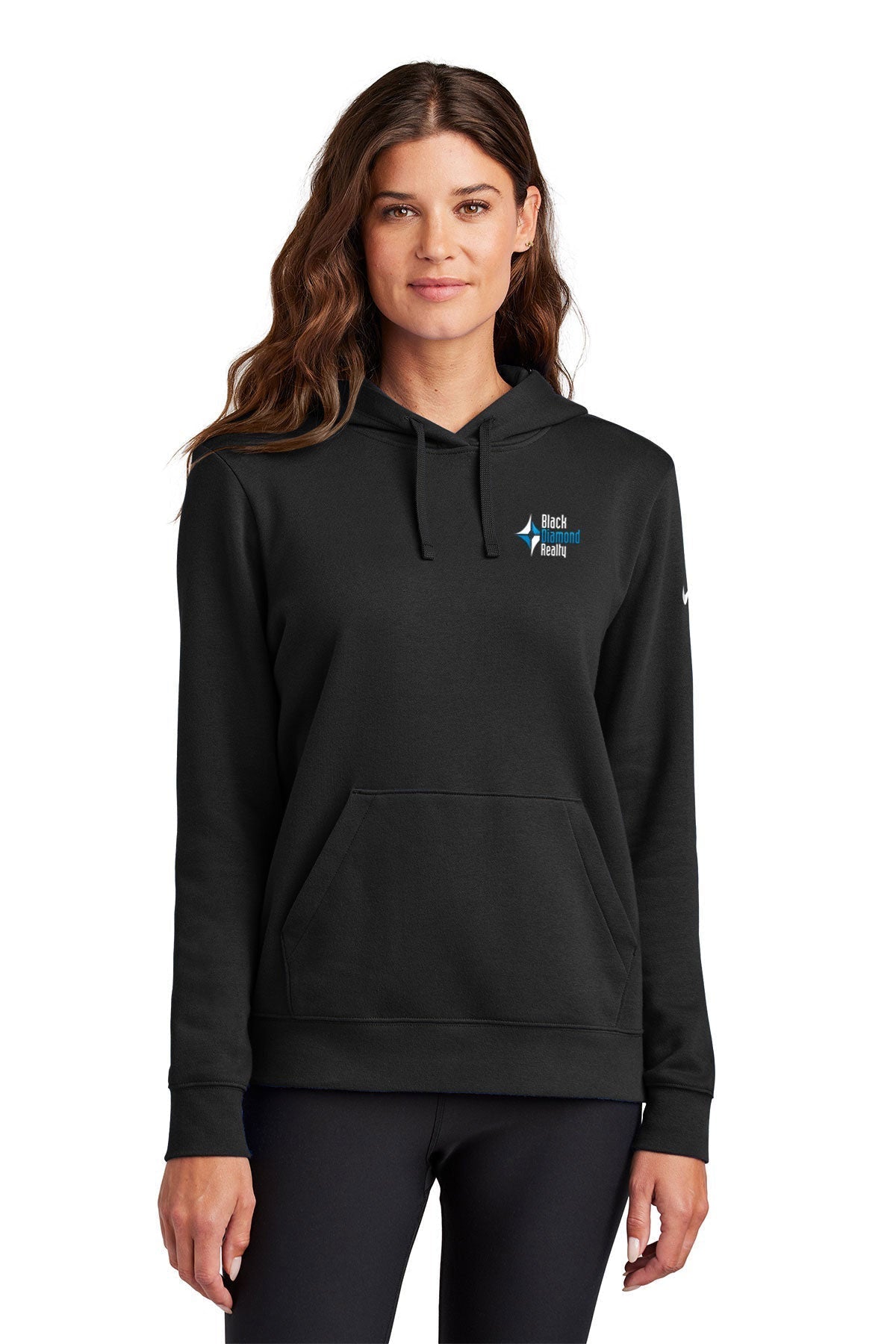 Nike Ladies Club Fleece Pullover Custom Hoodies, Black [Black Diamond Realty]