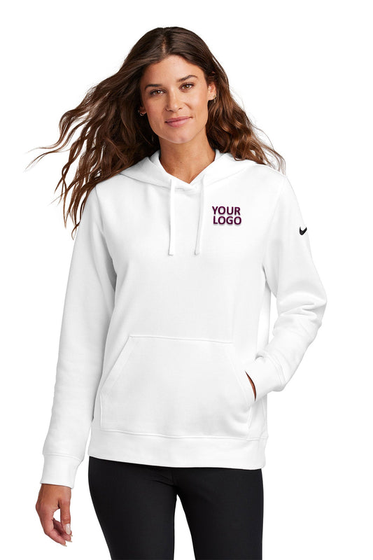 Nike White NKFD9889 custom sweatshirts with logo