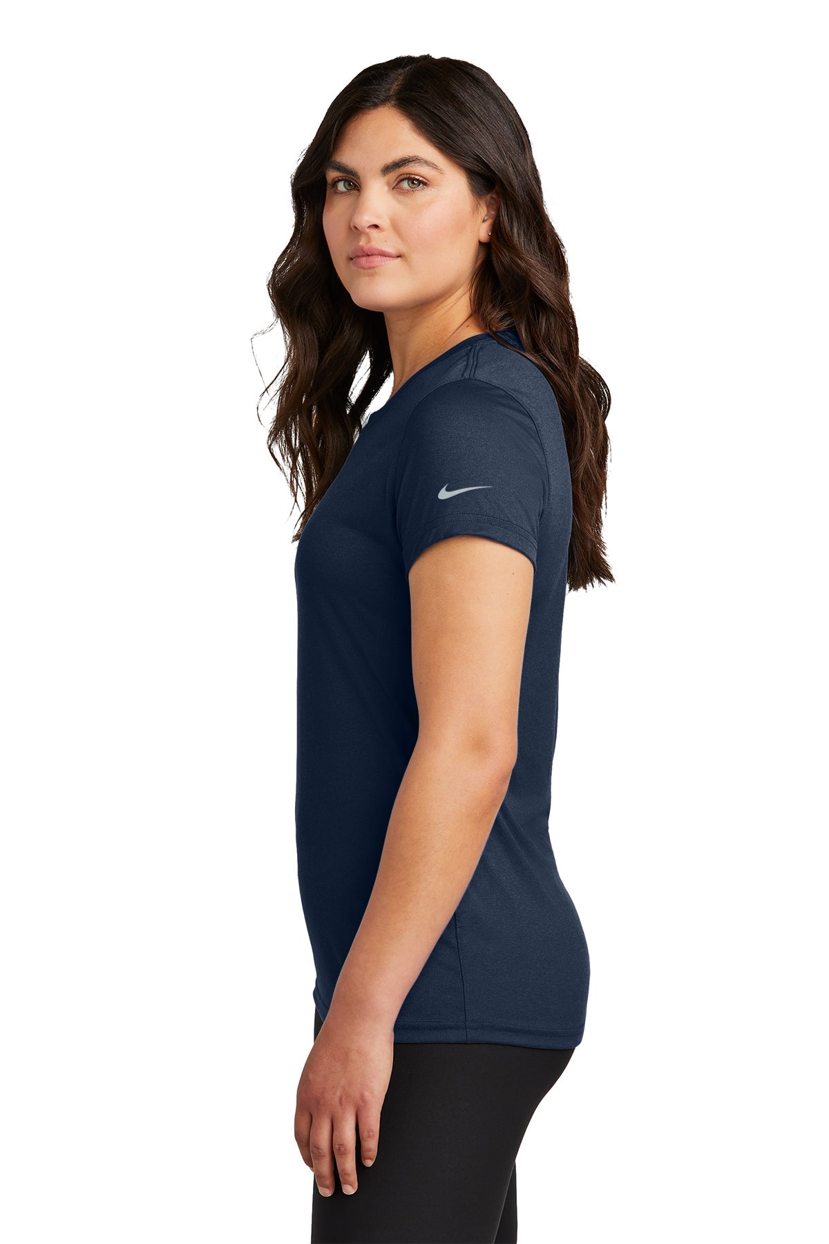 Nike Ladies Swoosh Sleeve rLegend Customized Tee's, College Navy [Rose Cay Maritime]