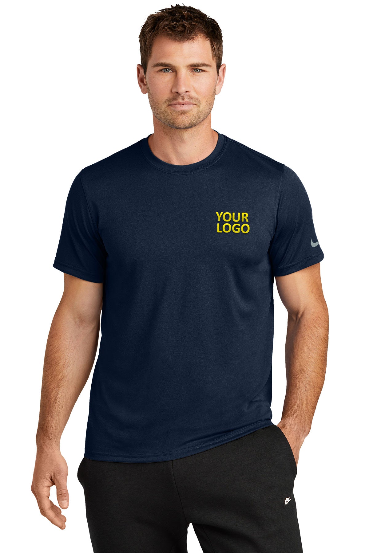 Nike Swoosh Sleeve rLegend Customized Tee's, College Navy [Rose Cay Maritime]