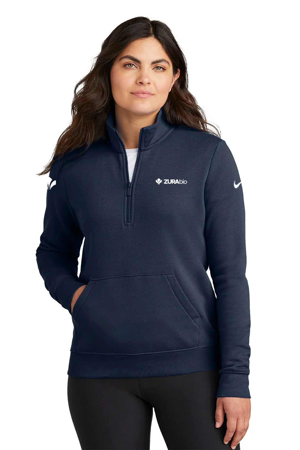 Nike Ladies Club Fleece Quarter-Zip, Midnight Navy [Zura Bio]