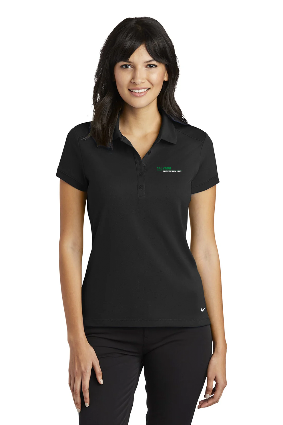 Nike Ladies Dri-FIT Icon Pique Modern Fit Polo, Black [Calvada Surveying Inc]