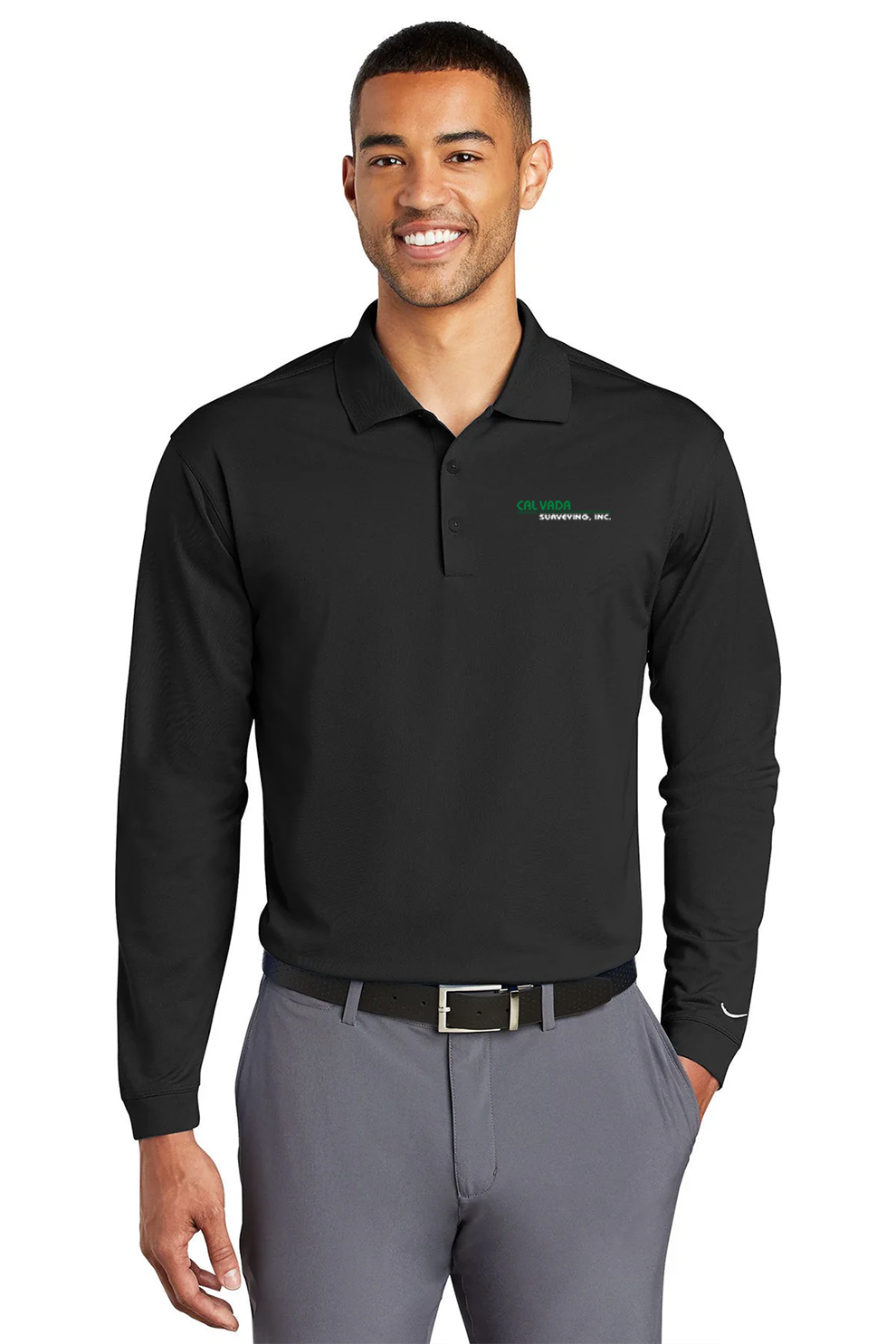 Nike Long Sleeve DriFIT Stretch Tech Polo, Black [Calvada Surveying Inc]