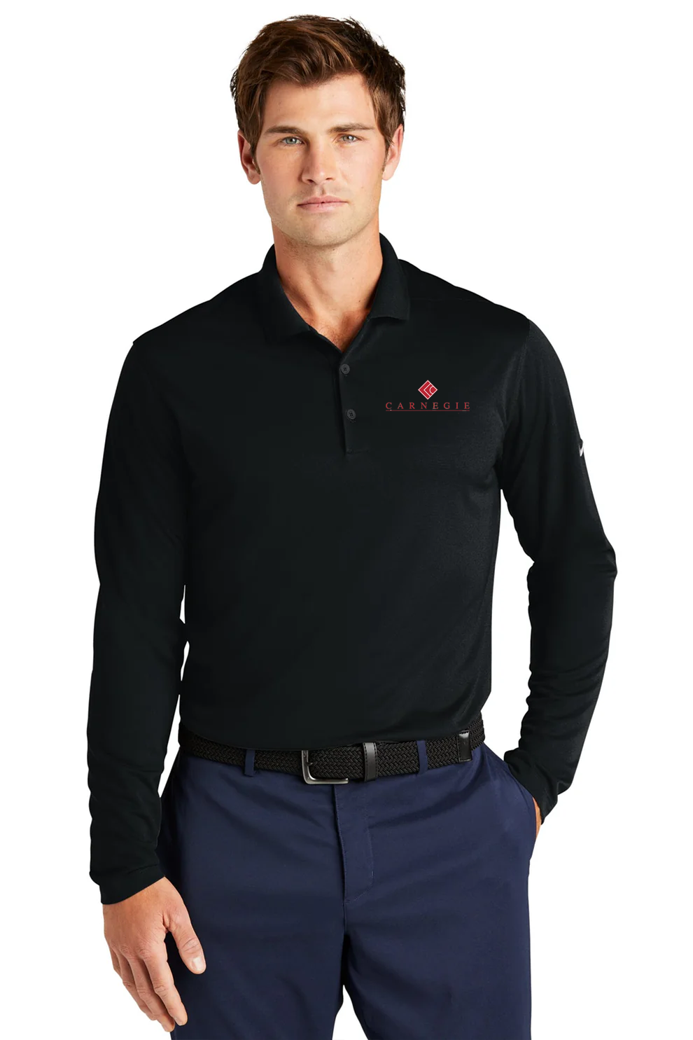Nike Dri-FIT Micro Pique Long Sleeve Polo, Black [Carnegie Management and Development Corporation]