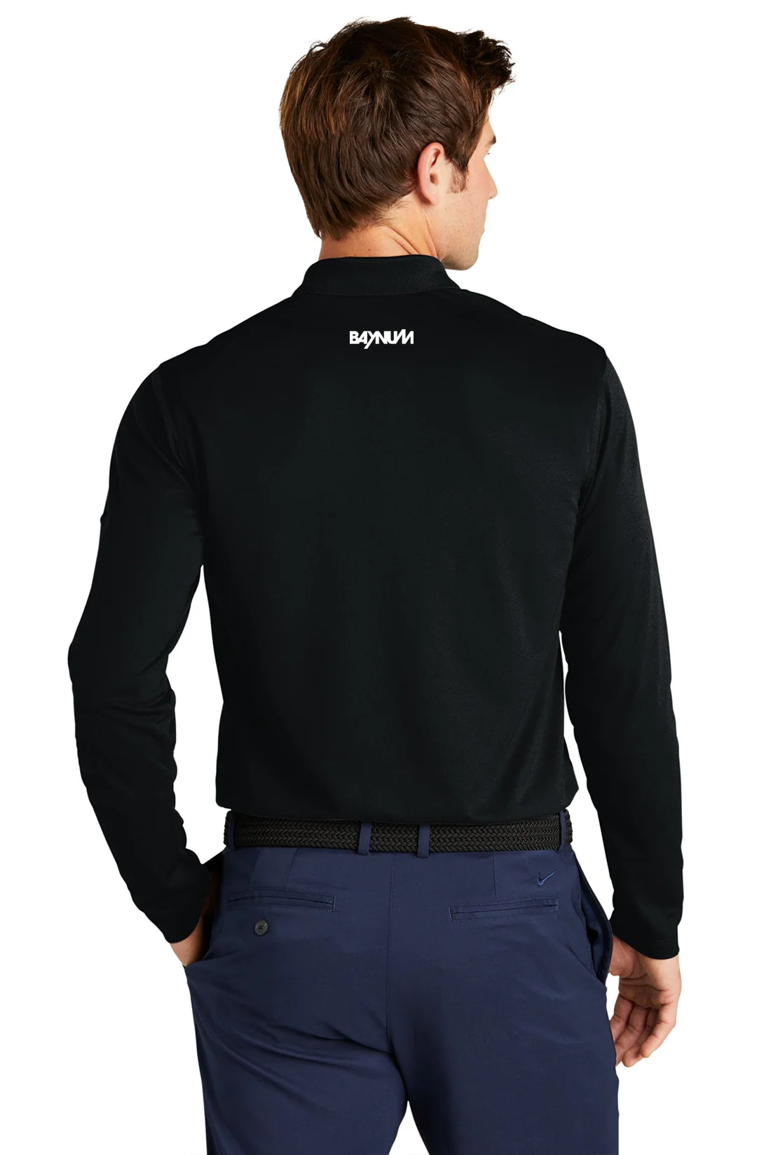 Nike Dri-FIT Micro Pique Long Sleeve Polo, Black [Baynum Solutions]