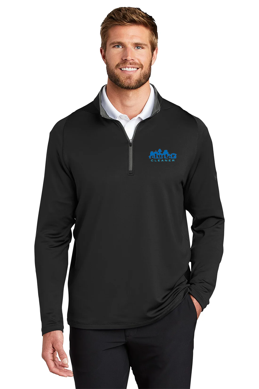 Nike Dri-FIT Stretch Quarter Zip Cover-Up, Black/ Dark Grey [Transition Franchise Brands]
