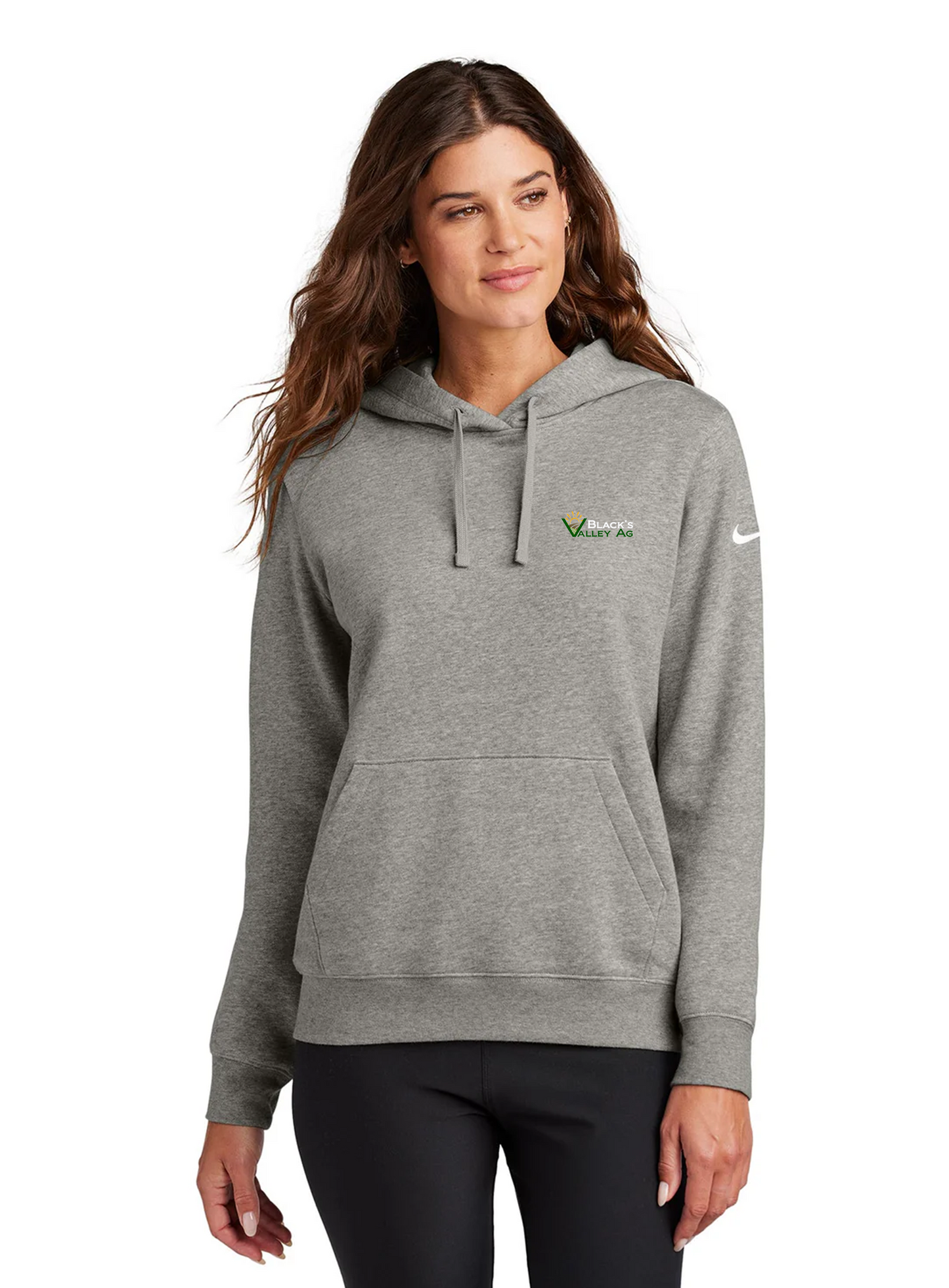 Nike Ladies Club Fleece Pullover Hoodie, Dark Grey Heather [Black's Valley AG]